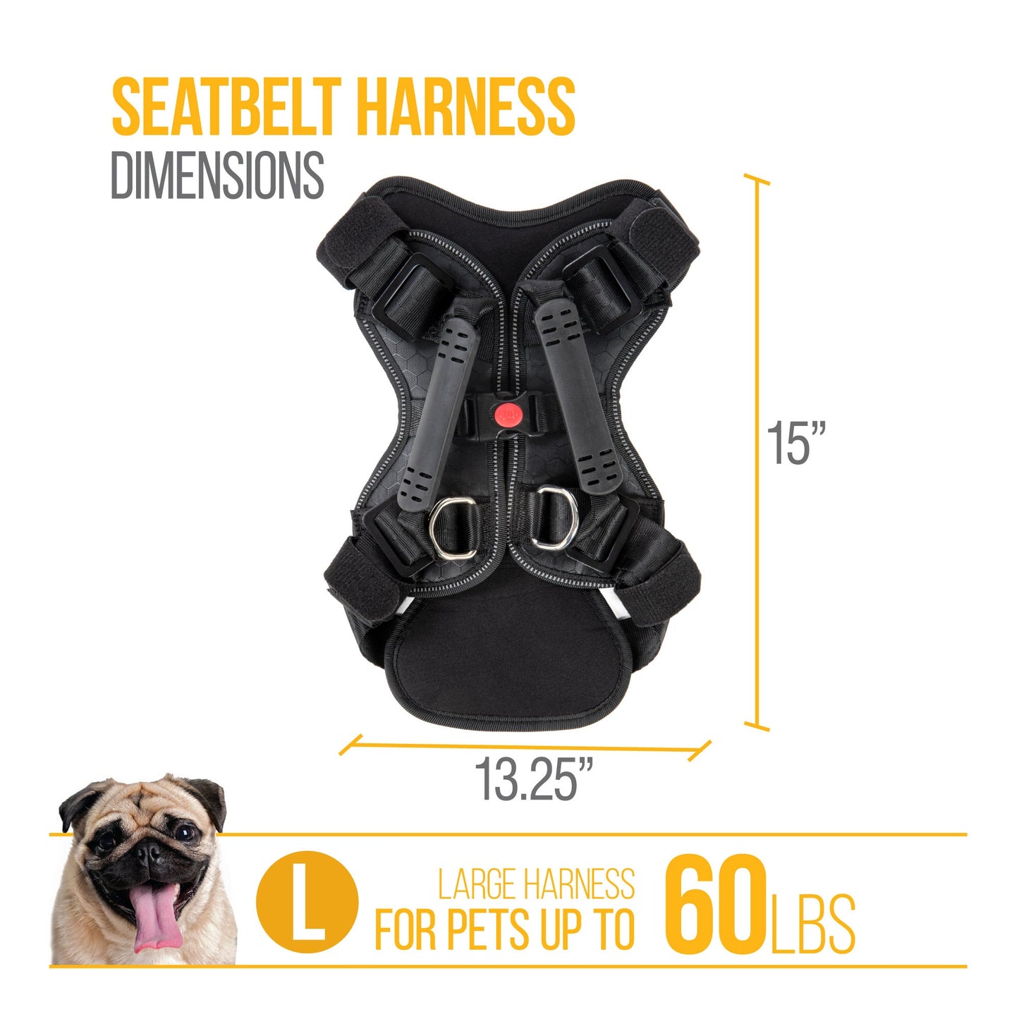 Seatbelt Harness, Crash Tested Dog Harness, Adjustable, With No-Pull D Ring