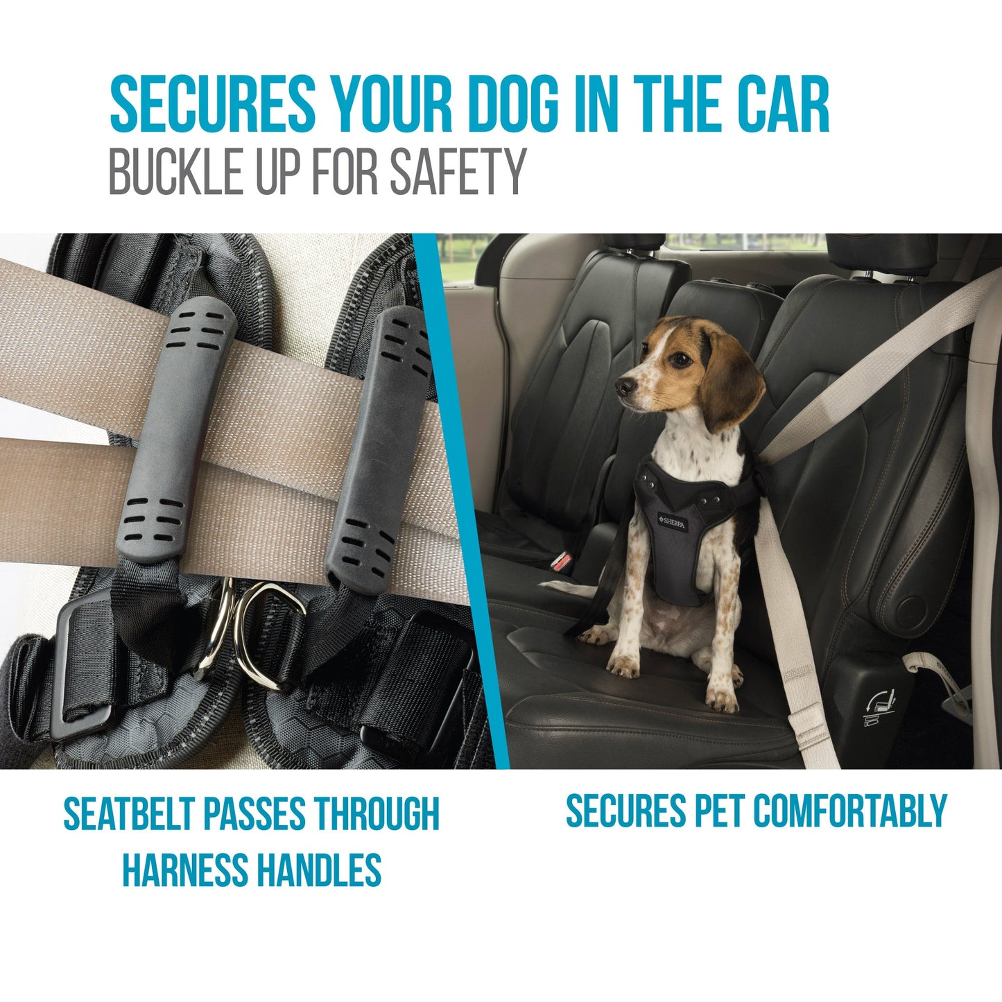 Seatbelt Harness, Crash Tested Dog Harness, Adjustable, With No-Pull D Ring