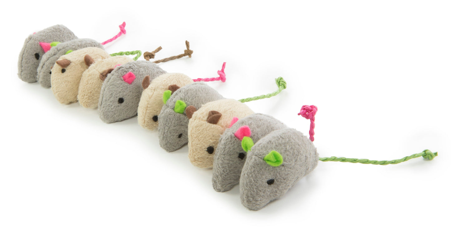 Skitter Critters Value Pack Plush Catnip Cat Toys, Gray & Cream (Set of 10)