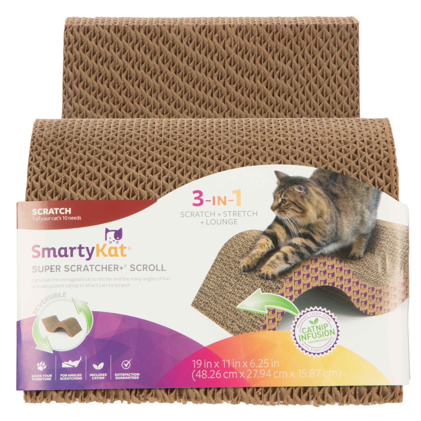 Super Scratcher+ Scroll with Catnip Infusion Technology Corrugate Cat Scratcher