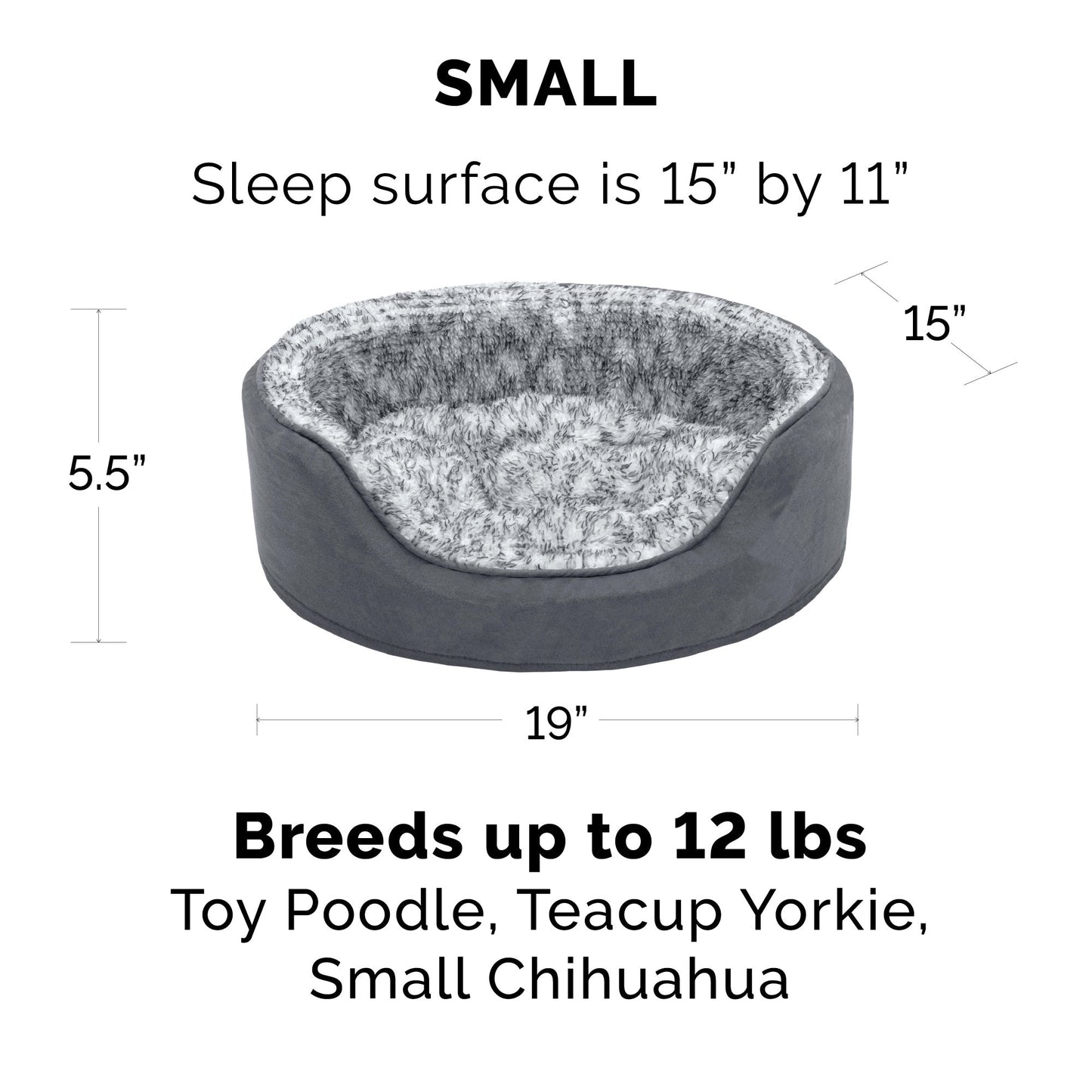 Oval Dog Bed - Two-Tone Faux Fur & Suede