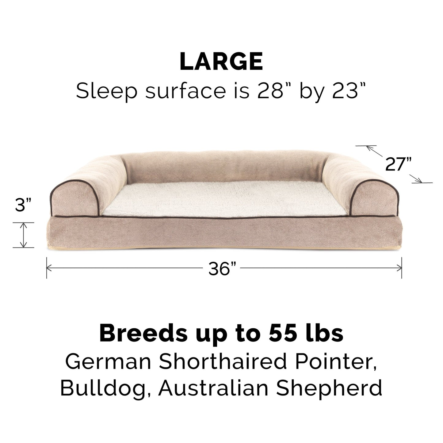 Sofa Dog Bed - Faux Fleece & Chenille