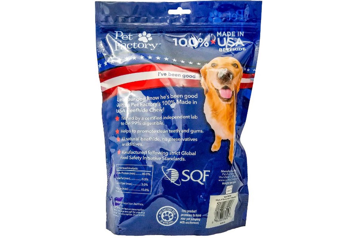 Pet Factory - Made in USA Beefhide Assorted (Beef & Chicken) - Variety (Bones & Chip Rolls), 25 pack