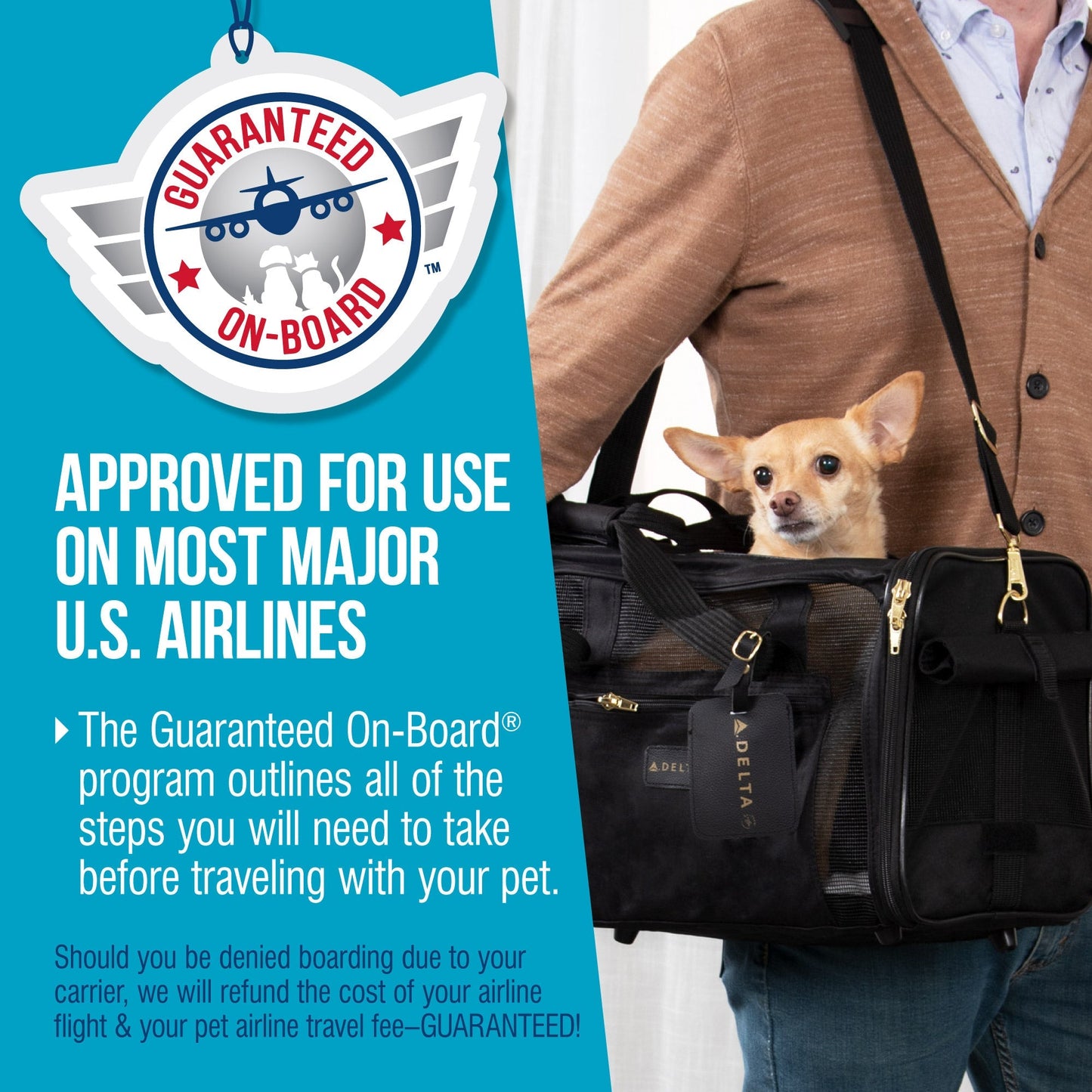TRAVEL DELTA® AIR LINES® Airline Approved Pet Carrier, Medium, Black