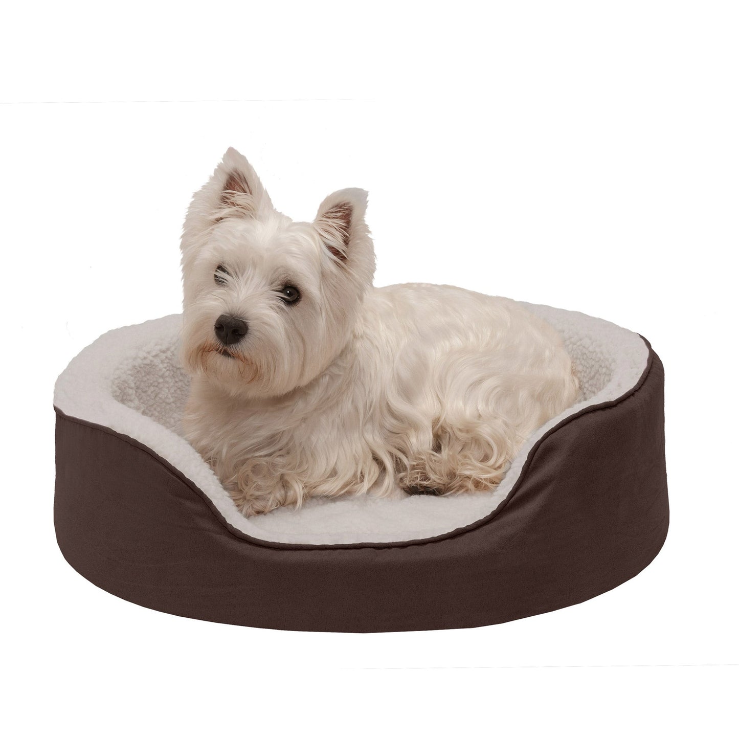 Oval Dog Bed - Faux Sheepskin & Suede