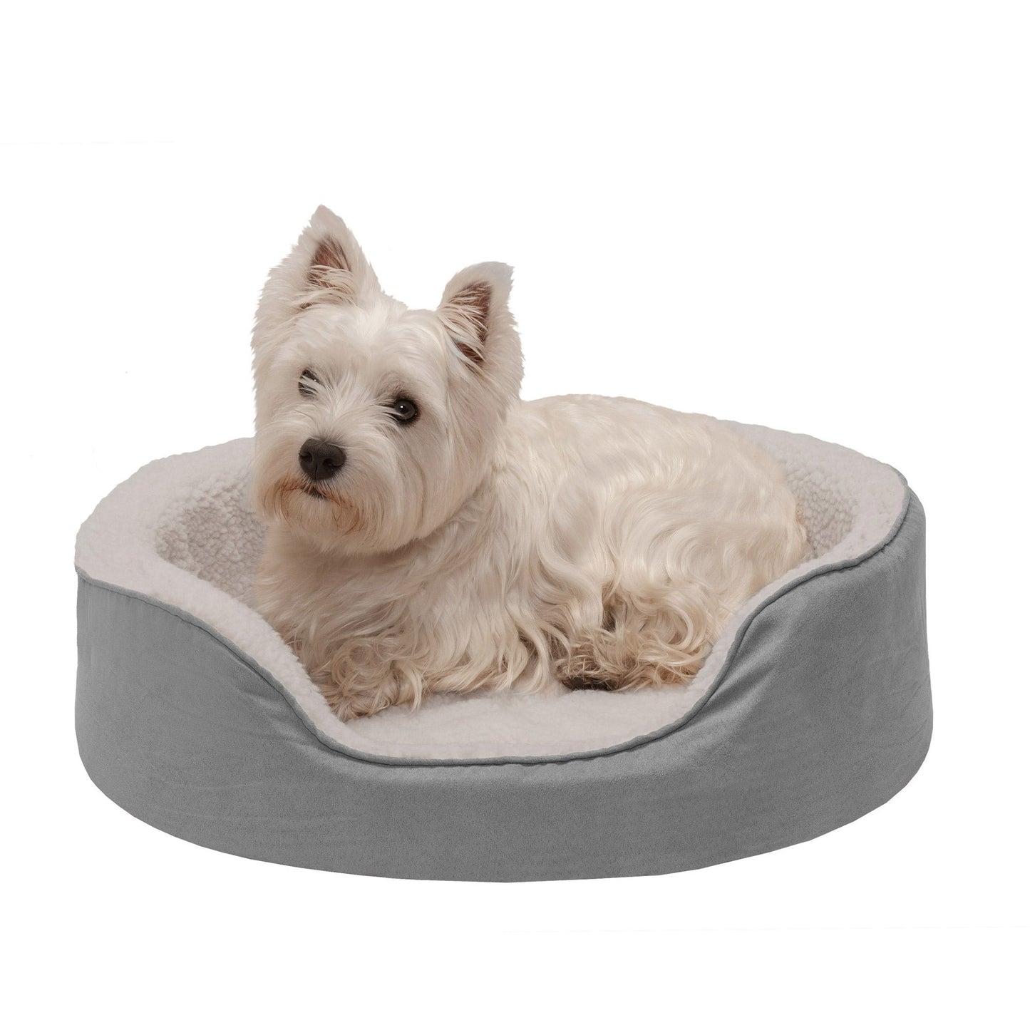 Oval Dog Bed - Faux Sheepskin & Suede