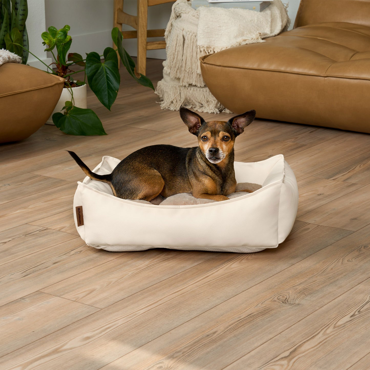Leather Look Cozy Couch Pet Bed