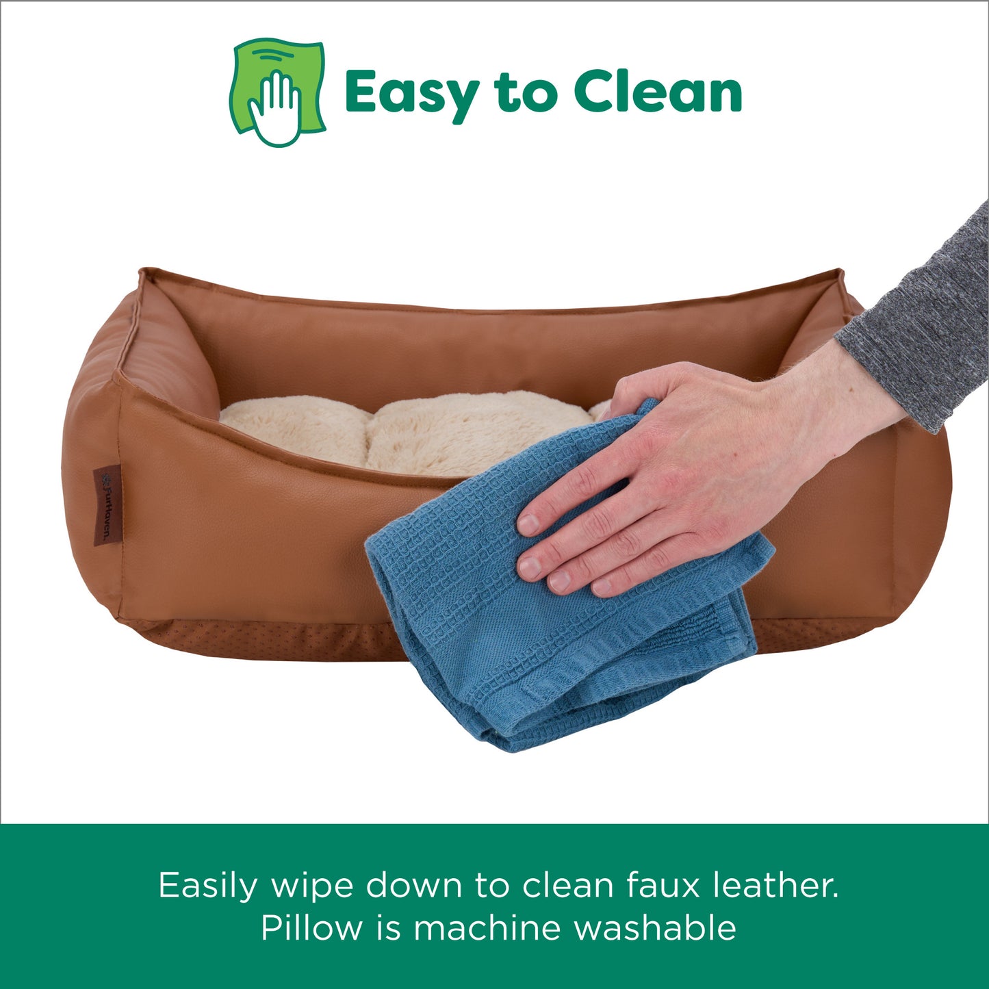 Leather Look Cozy Couch Pet Bed