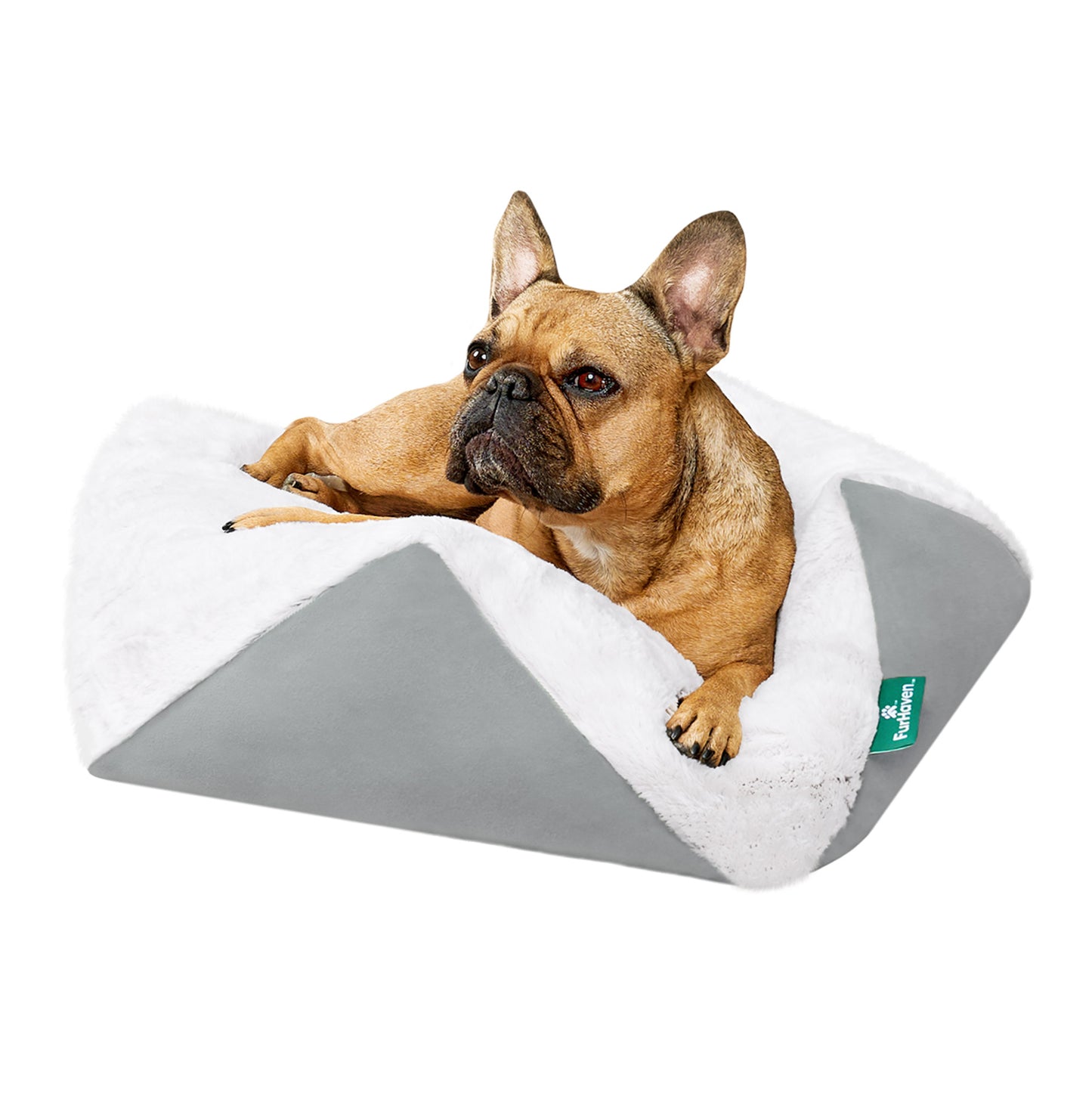Stone-Embossed Faux Fur Pouf Pet Bed