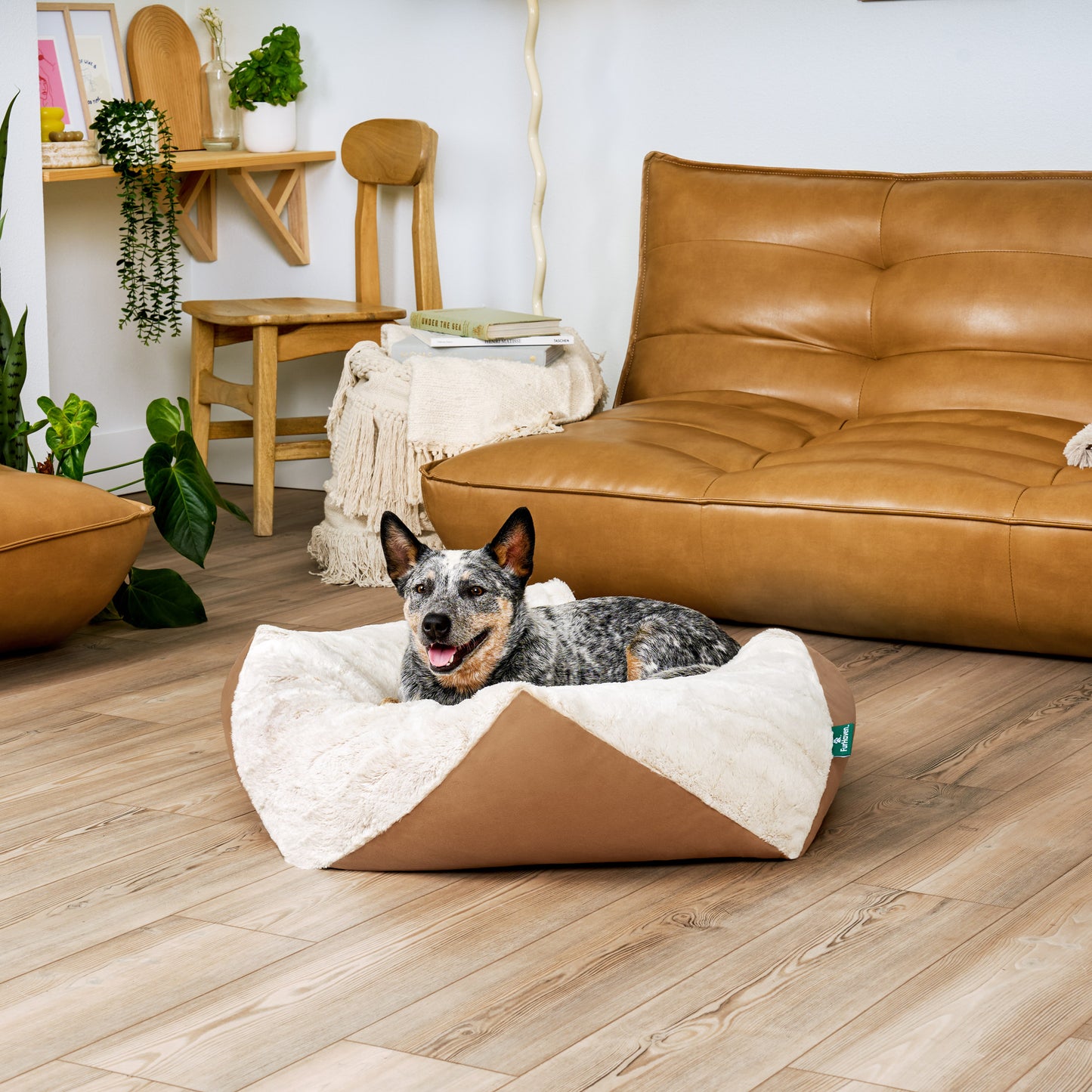 Stone-Embossed Faux Fur Pouf Pet Bed