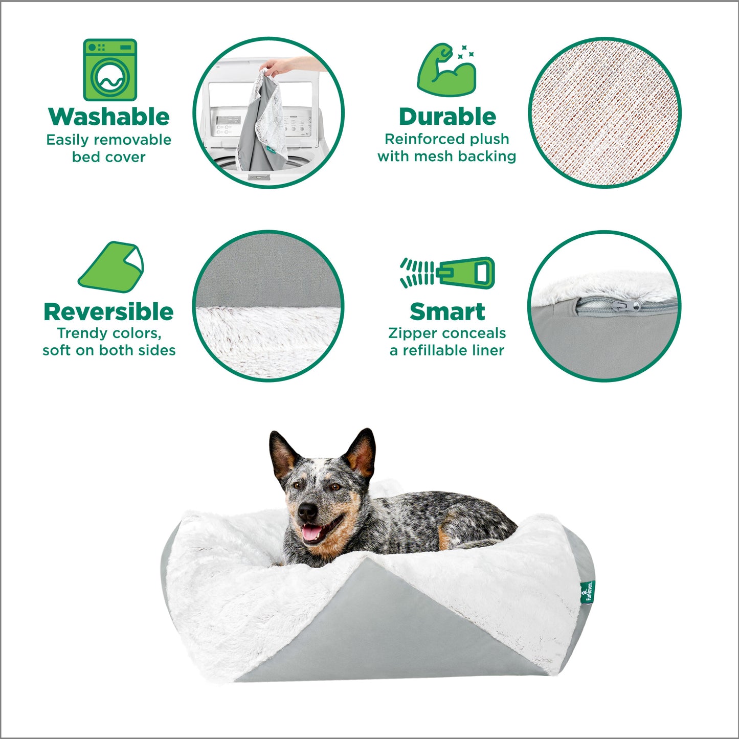 Stone-Embossed Faux Fur Pouf Pet Bed