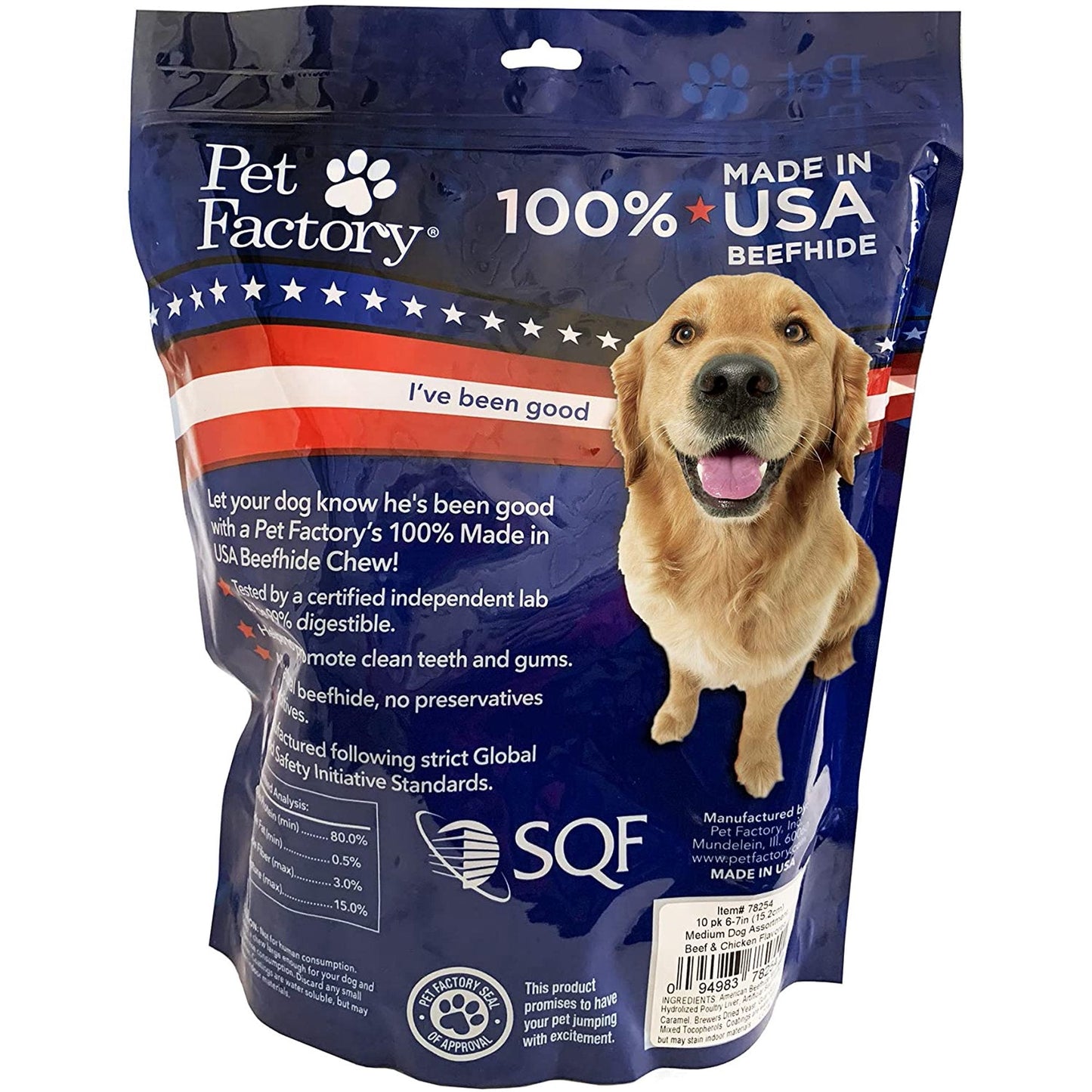 Pet Factory Made in USA Beefhide Assorted - Bones/Rolls