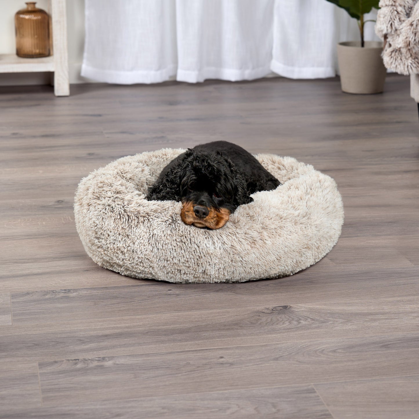 Calming Cuddler Long Fur Donut Dog Bed