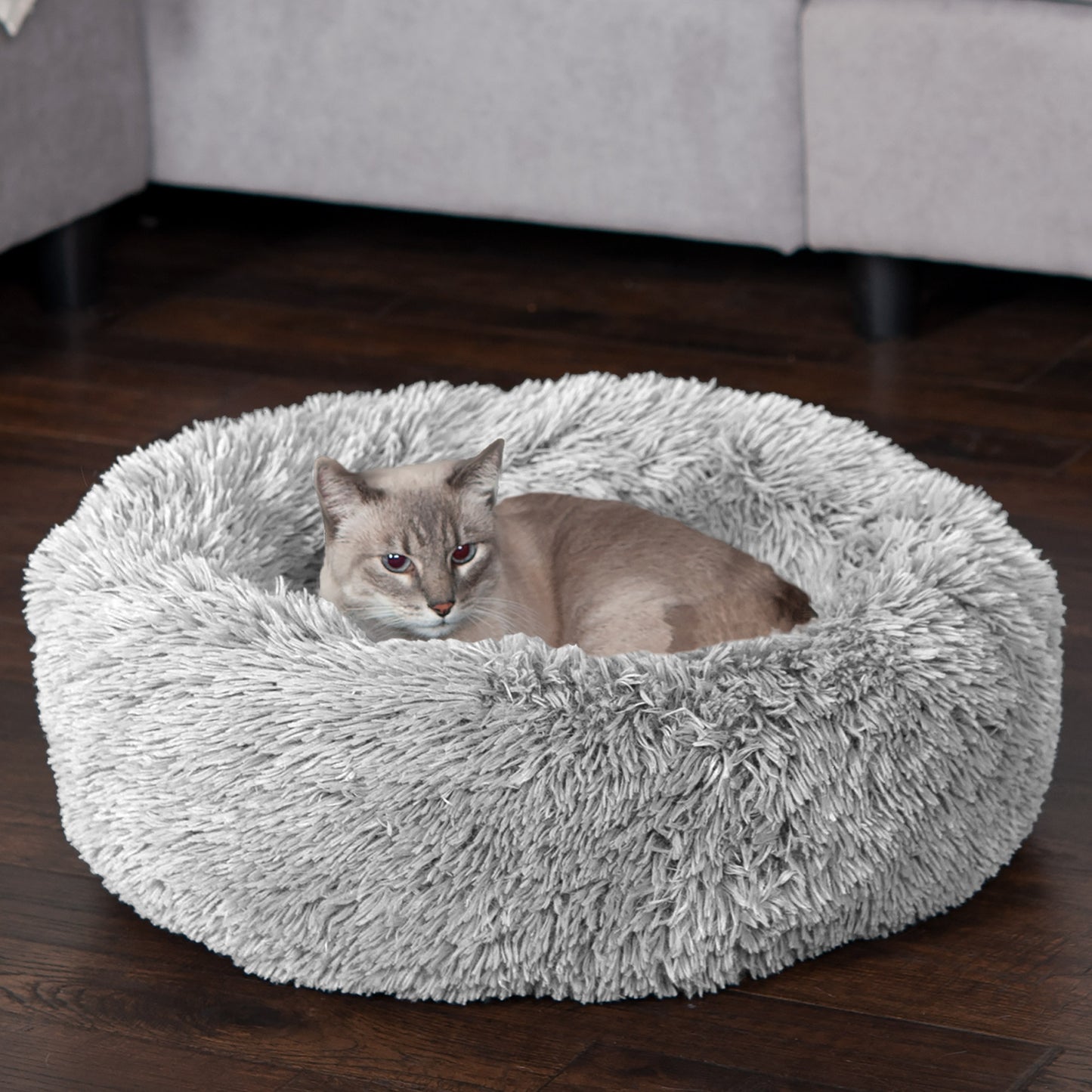 Calming Cuddler Long Fur Donut Dog Bed