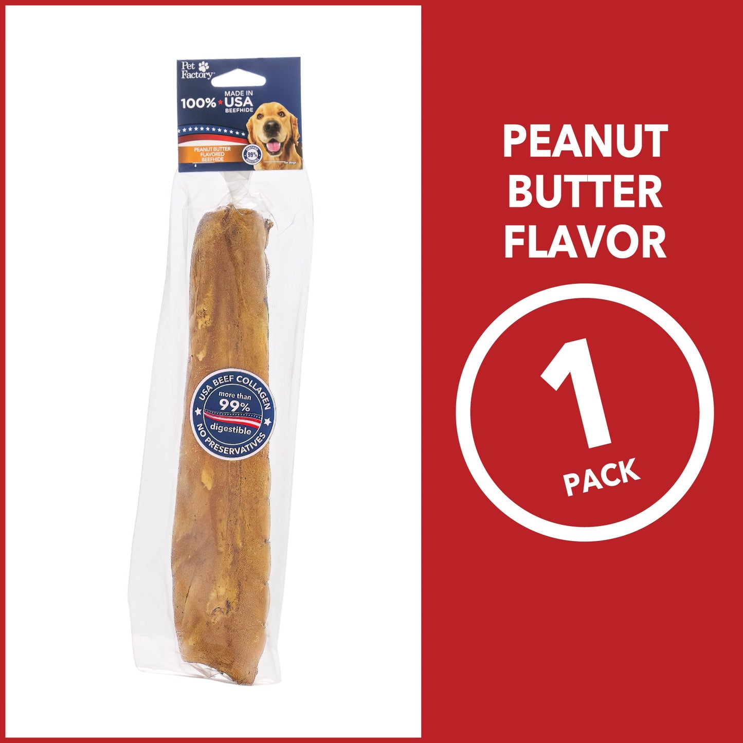 Pet Factory - Made in USA Beefhide Rolls Peanut Butter Flavored Dog Treat