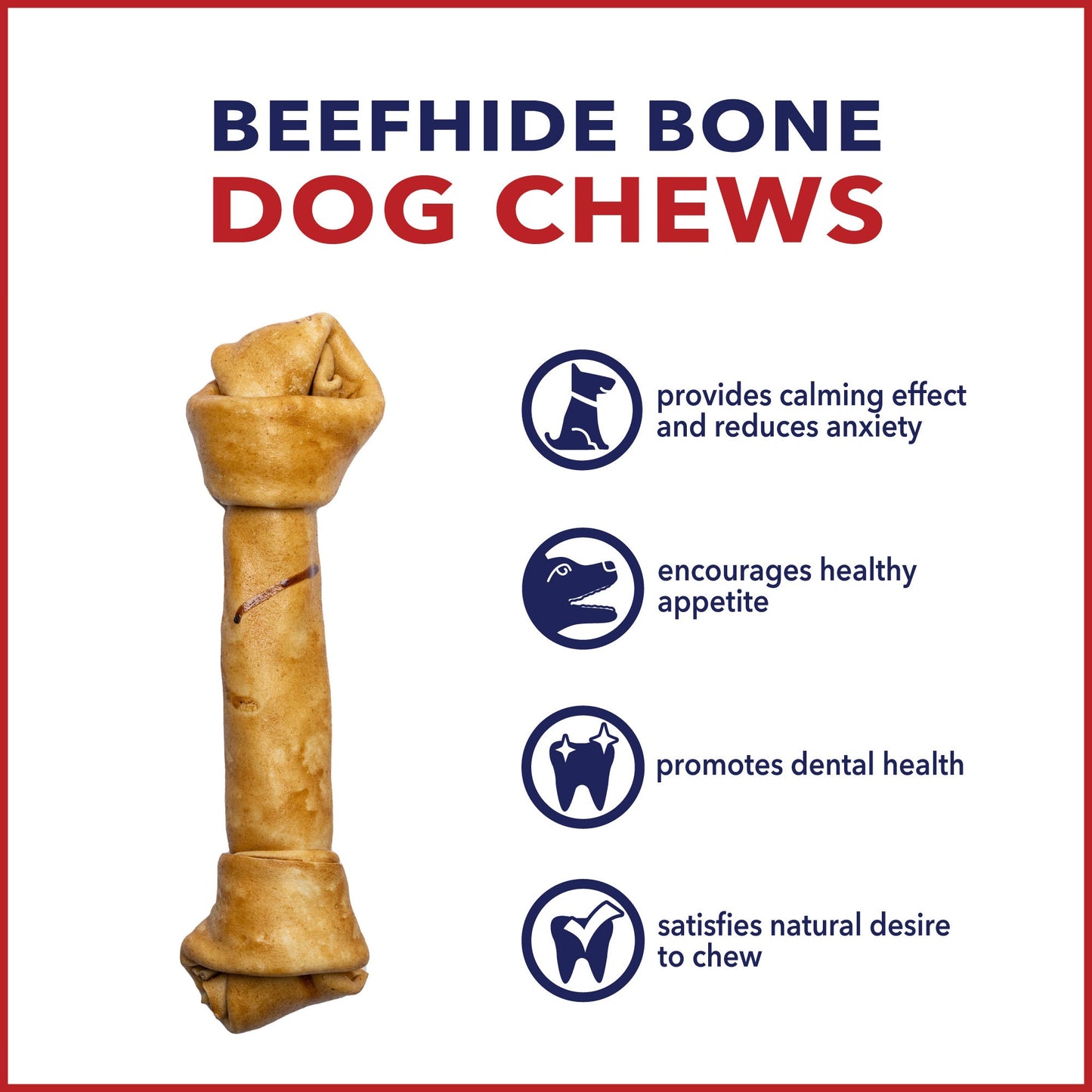 Pet Factory - Made in USA Beefhide Bone Dog Treat, 12"-15", Chicken Flavored