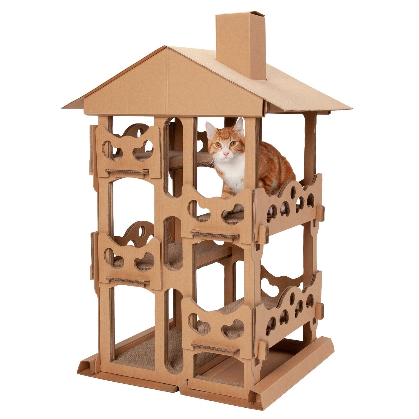 Tower Playground Corrugated Cat Scratcher with Catnip