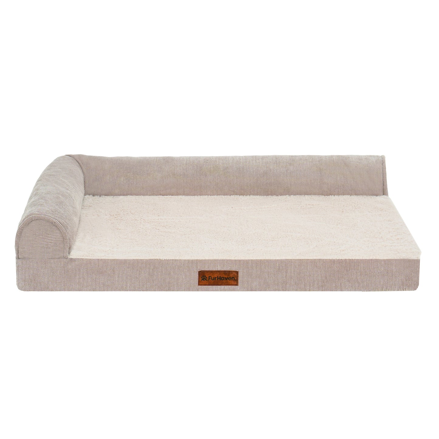 Plush & Grid Cord Deluxe L-Chaise Pet Bed
