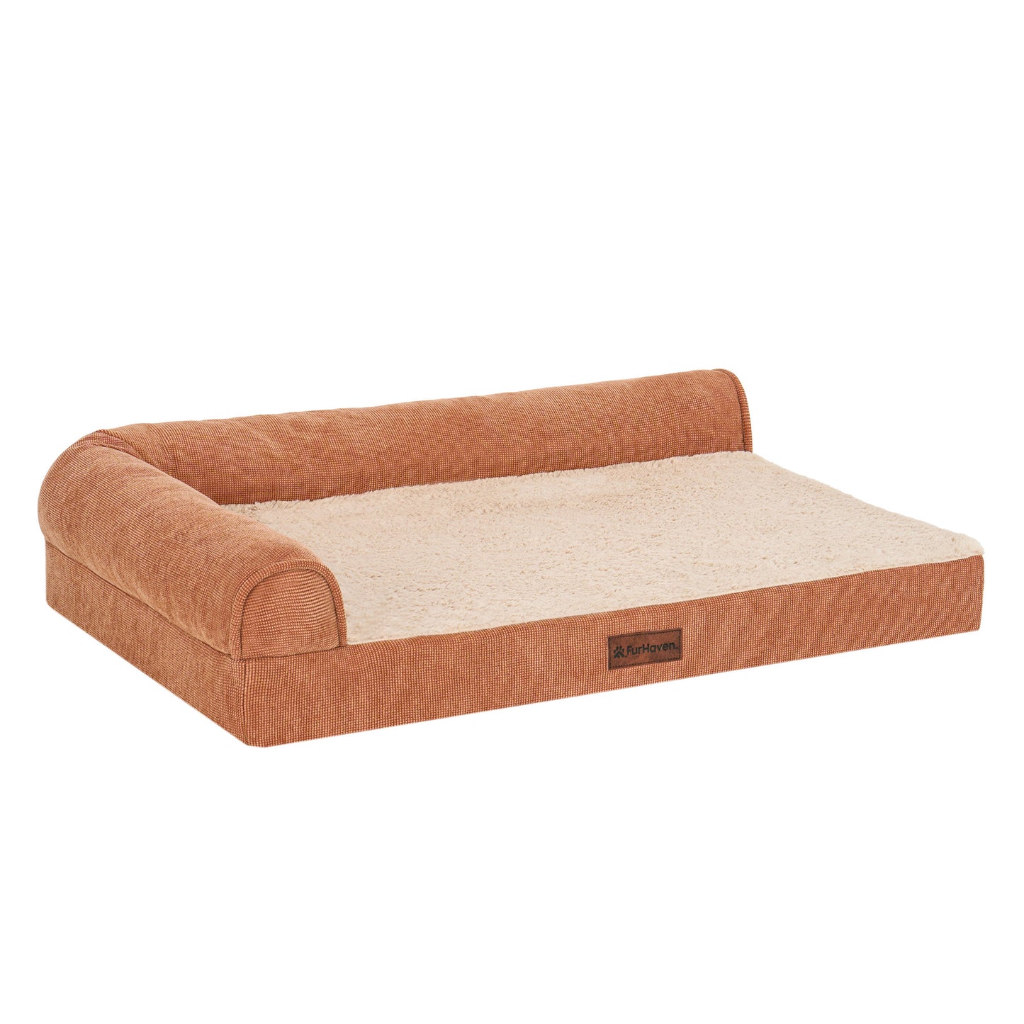 Plush & Grid Cord Deluxe L-Chaise Pet Bed