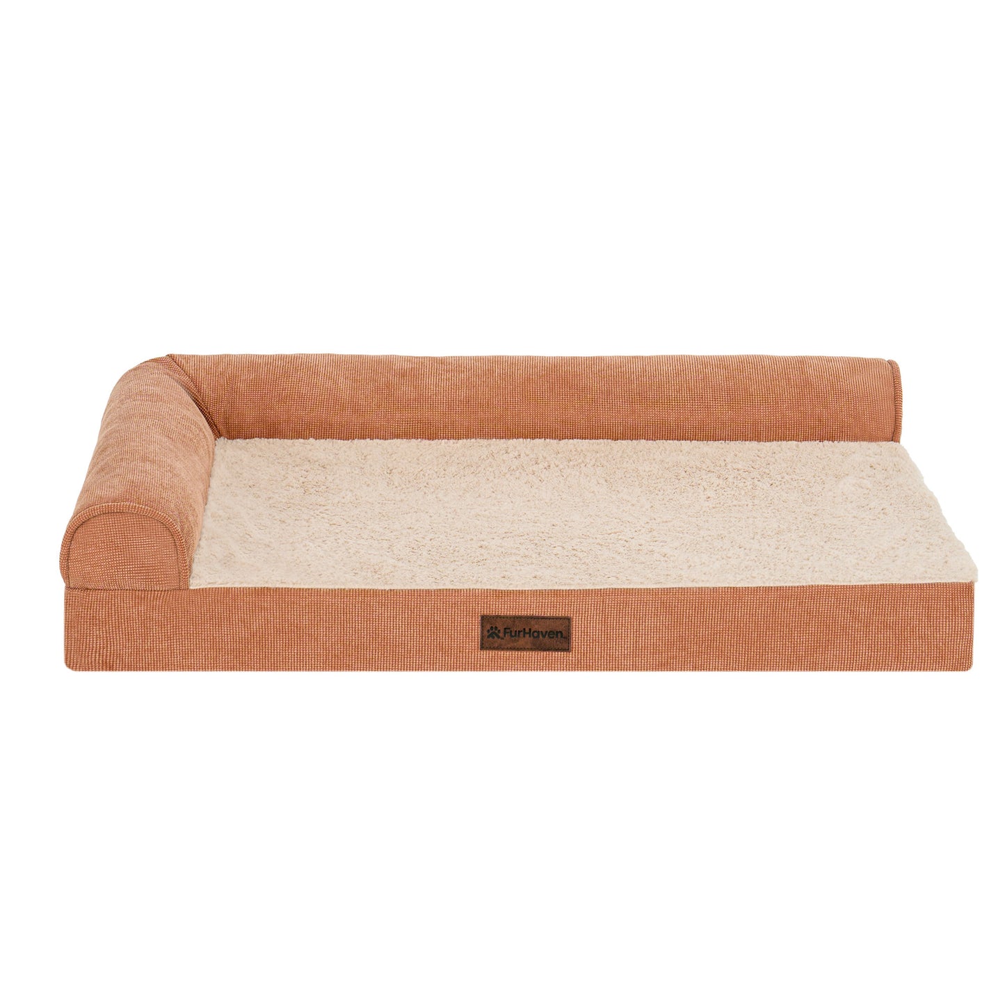 Plush & Grid Cord Deluxe L-Chaise Pet Bed