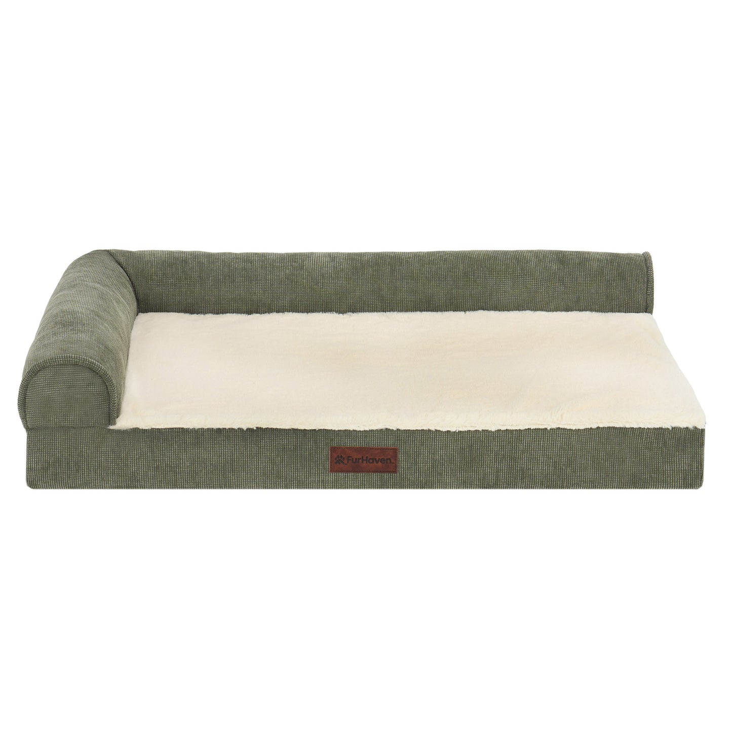 Plush & Grid Cord Deluxe L-Chaise Pet Bed