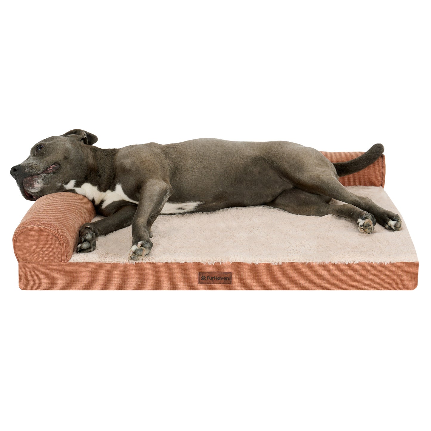Plush & Grid Cord Deluxe L-Chaise Pet Bed