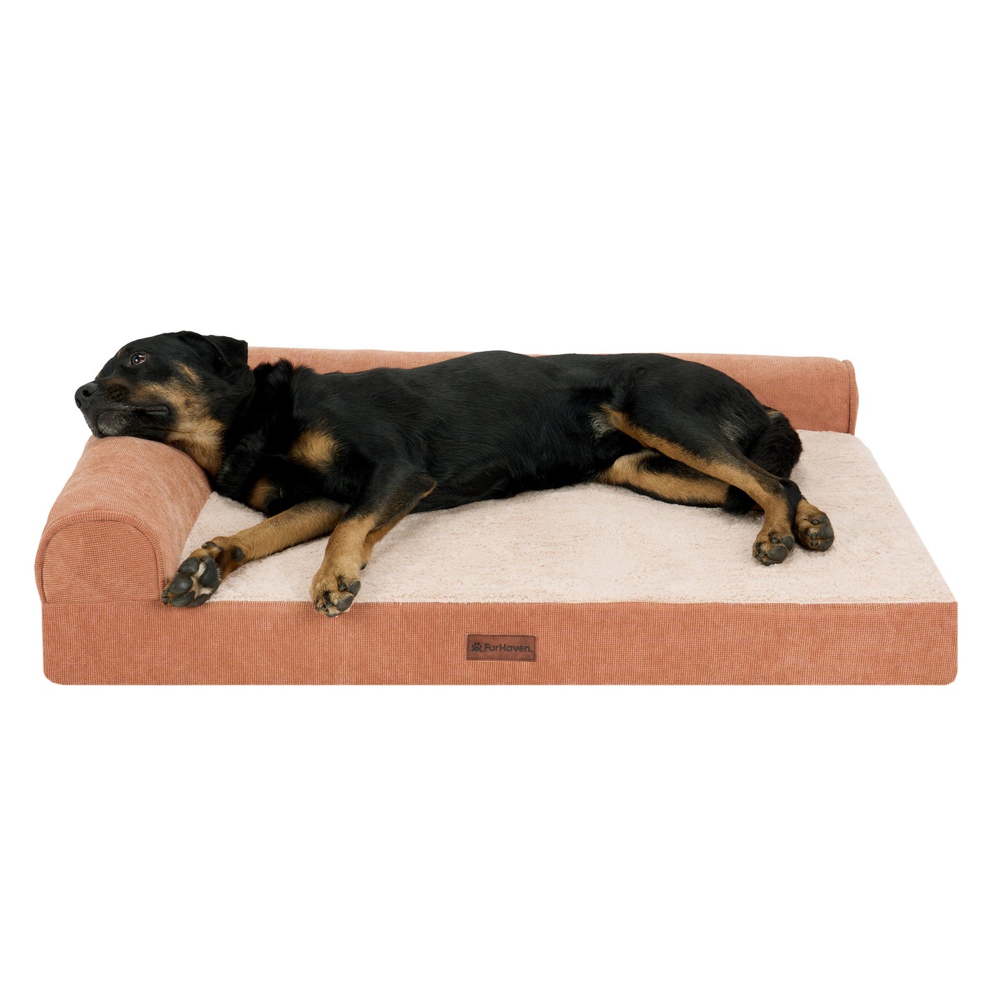 Plush & Grid Cord Deluxe L-Chaise Pet Bed