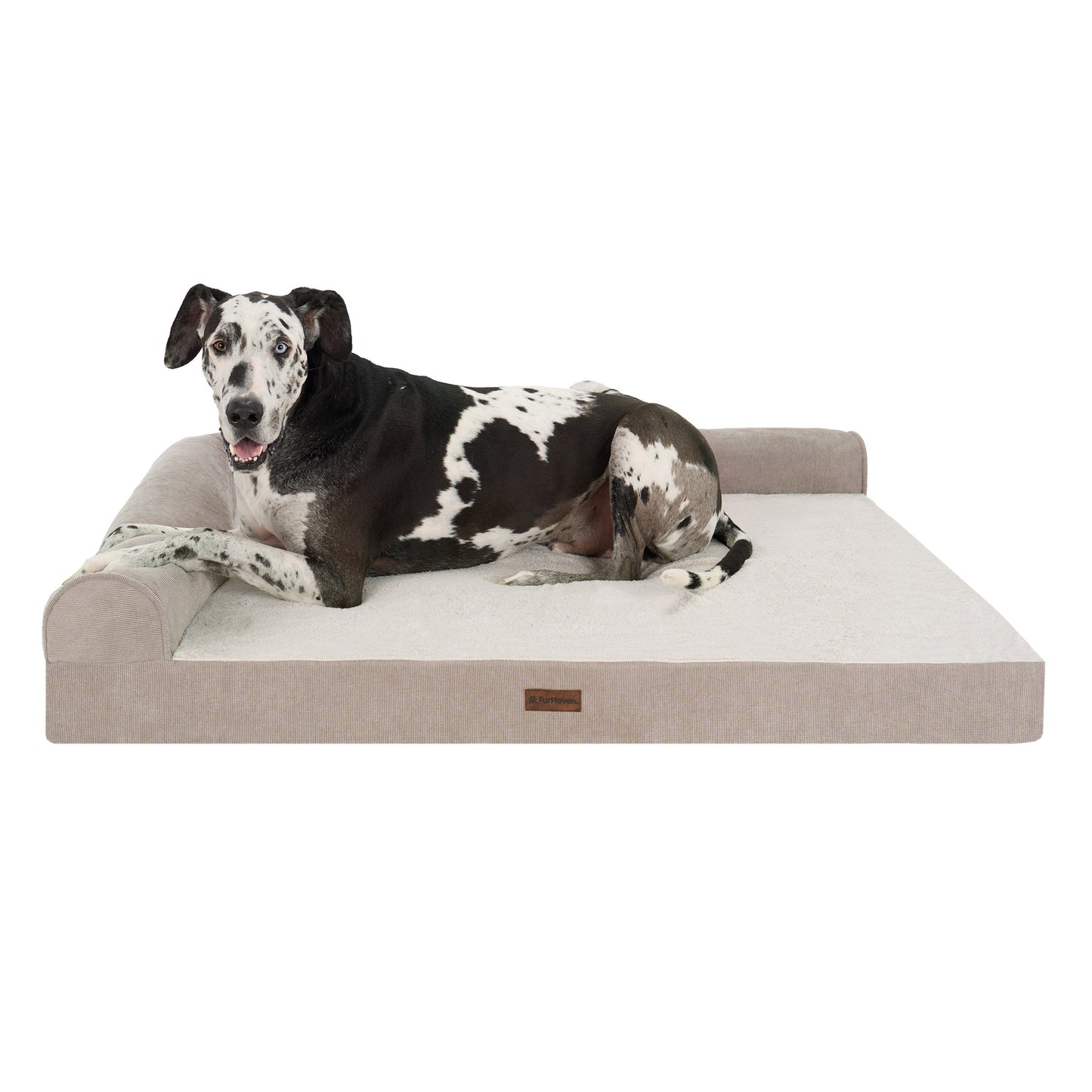 Plush & Grid Cord Deluxe L-Chaise Pet Bed
