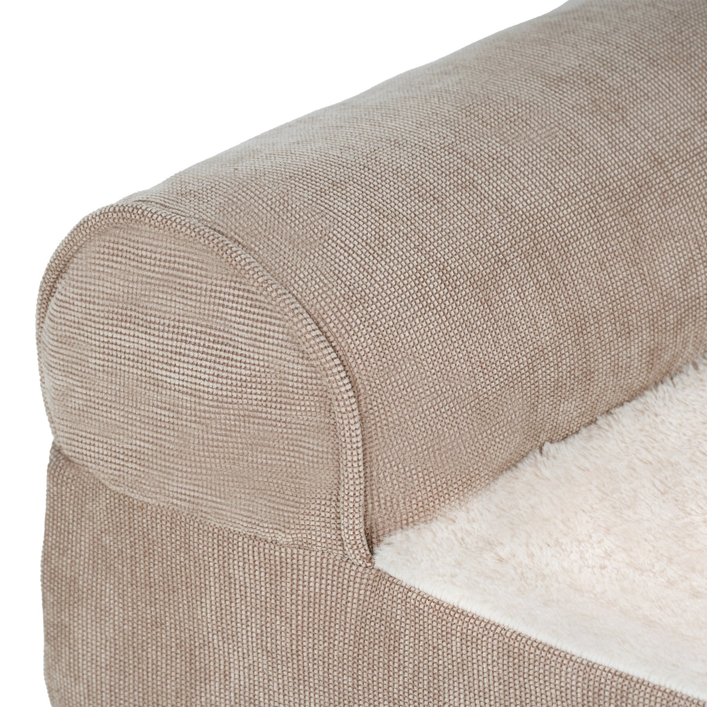 Plush & Grid Cord Deluxe L-Chaise Pet Bed