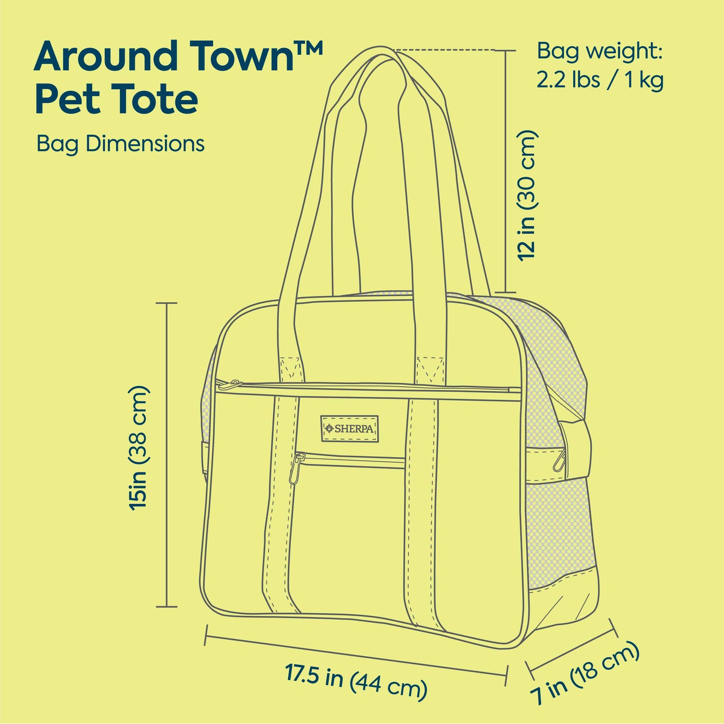 Around Town Fashionable Pet Tote for Cats & Dogs, Black, Large