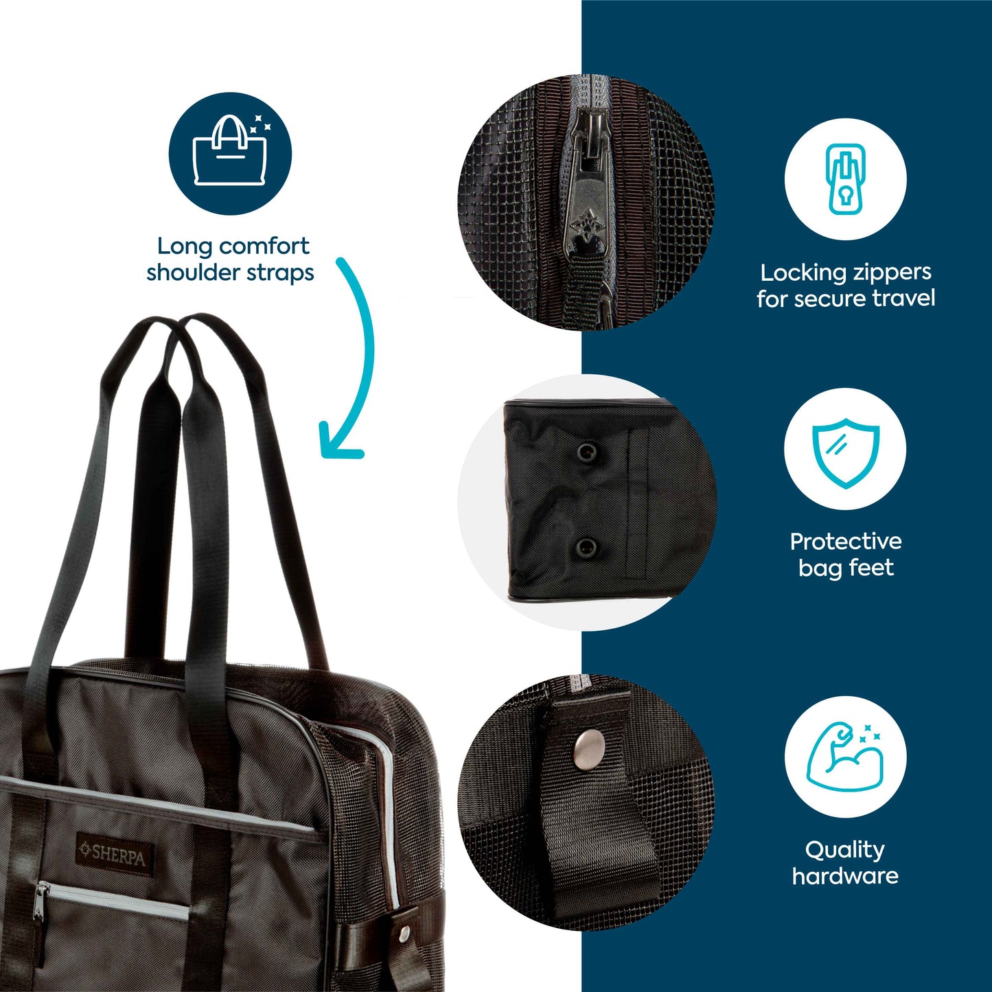 Around Town Fashionable Pet Tote for Cats & Dogs, Black, Large