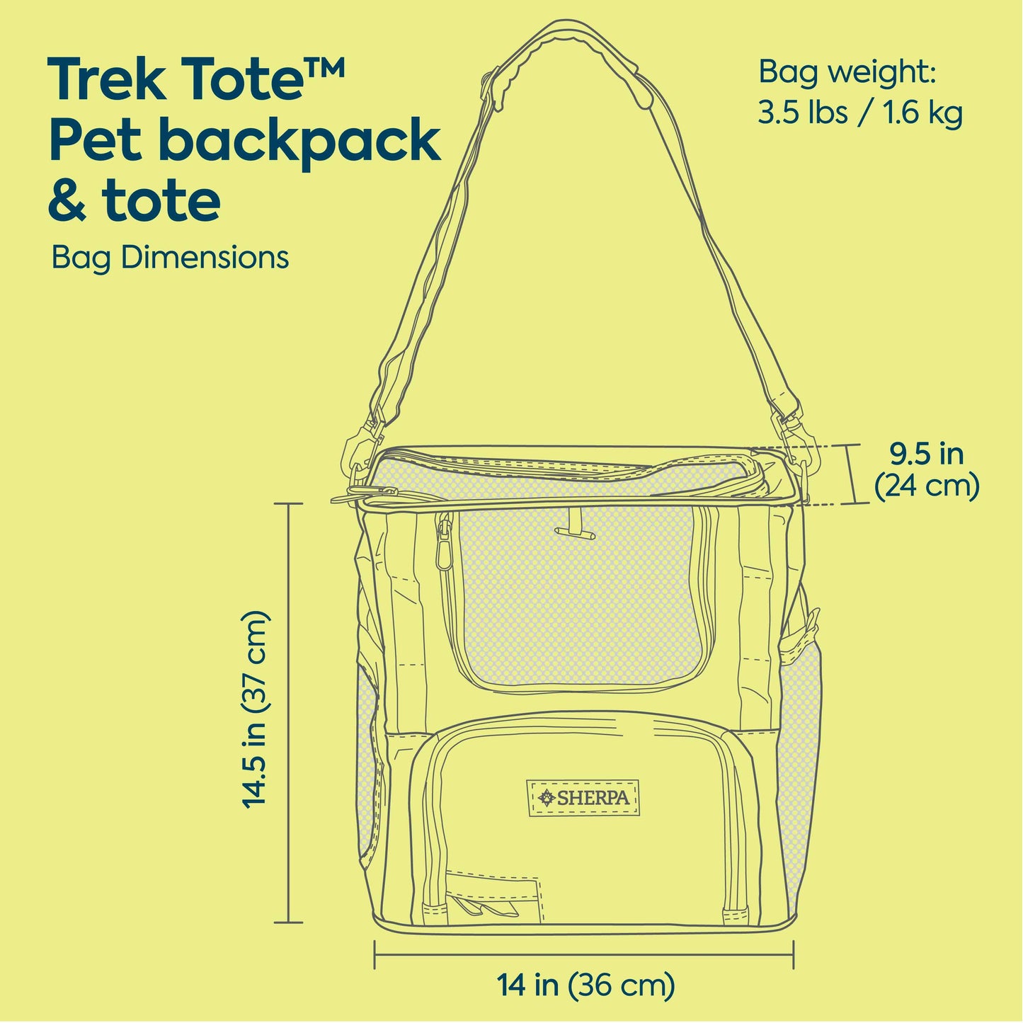 Trek Tote 2-in-1 Pet Backpack & Tote for Cats & Dogs, Medium