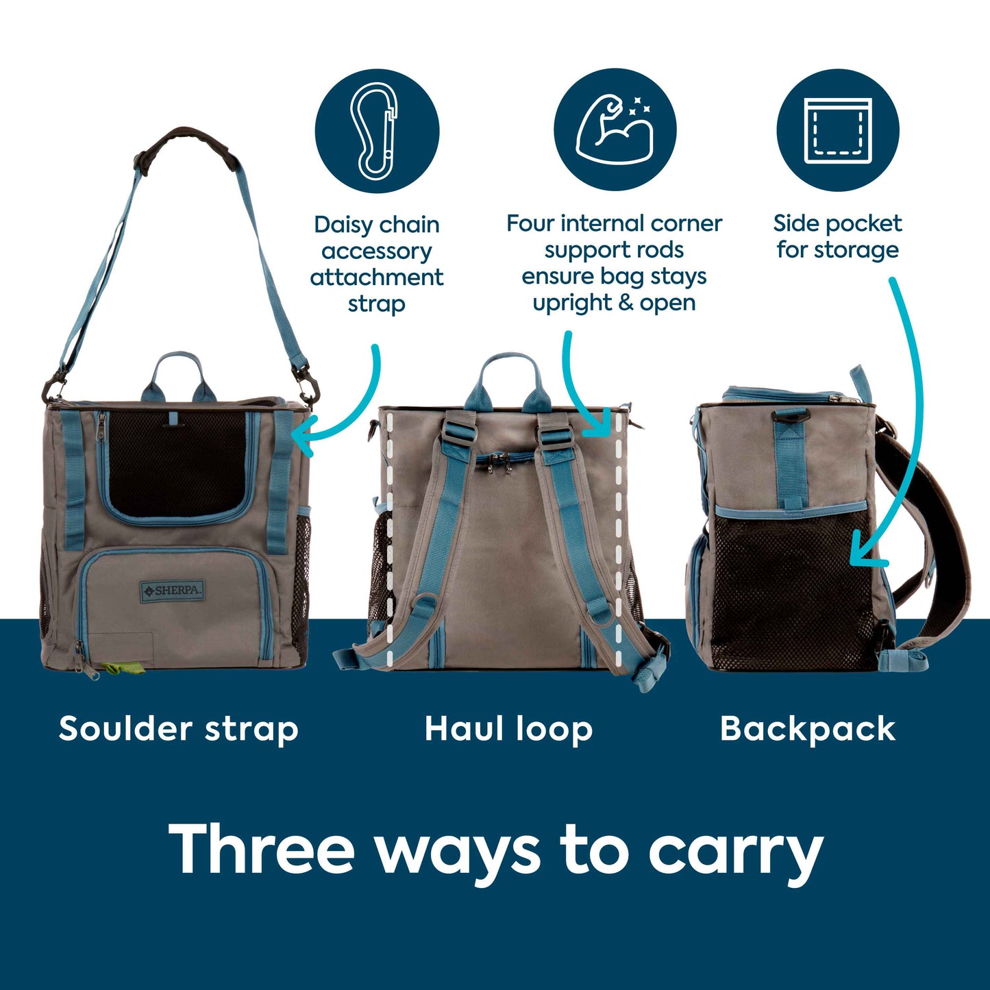 Trek Tote 2-in-1 Pet Backpack & Tote for Cats & Dogs, Medium