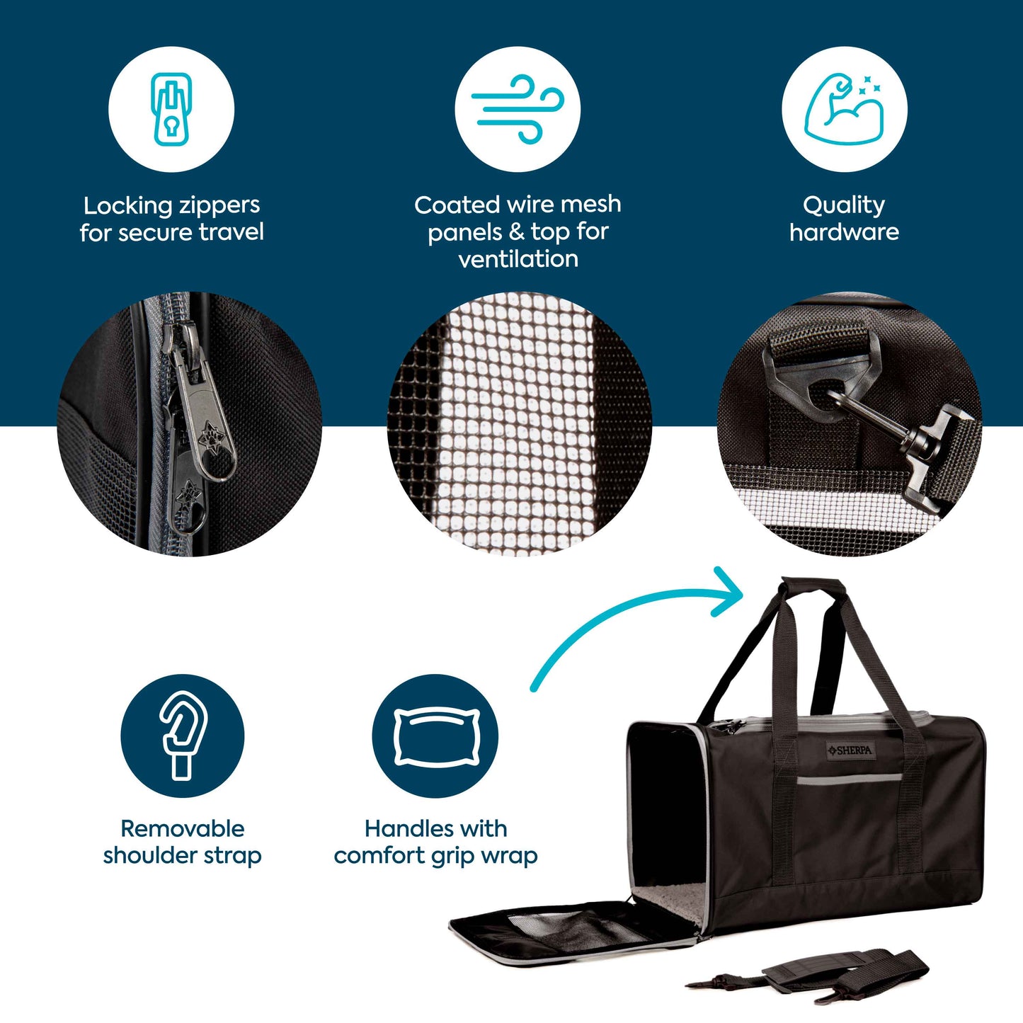 Essential Soft Sided Pet Carrier for Cats & Dogs, Black, Large