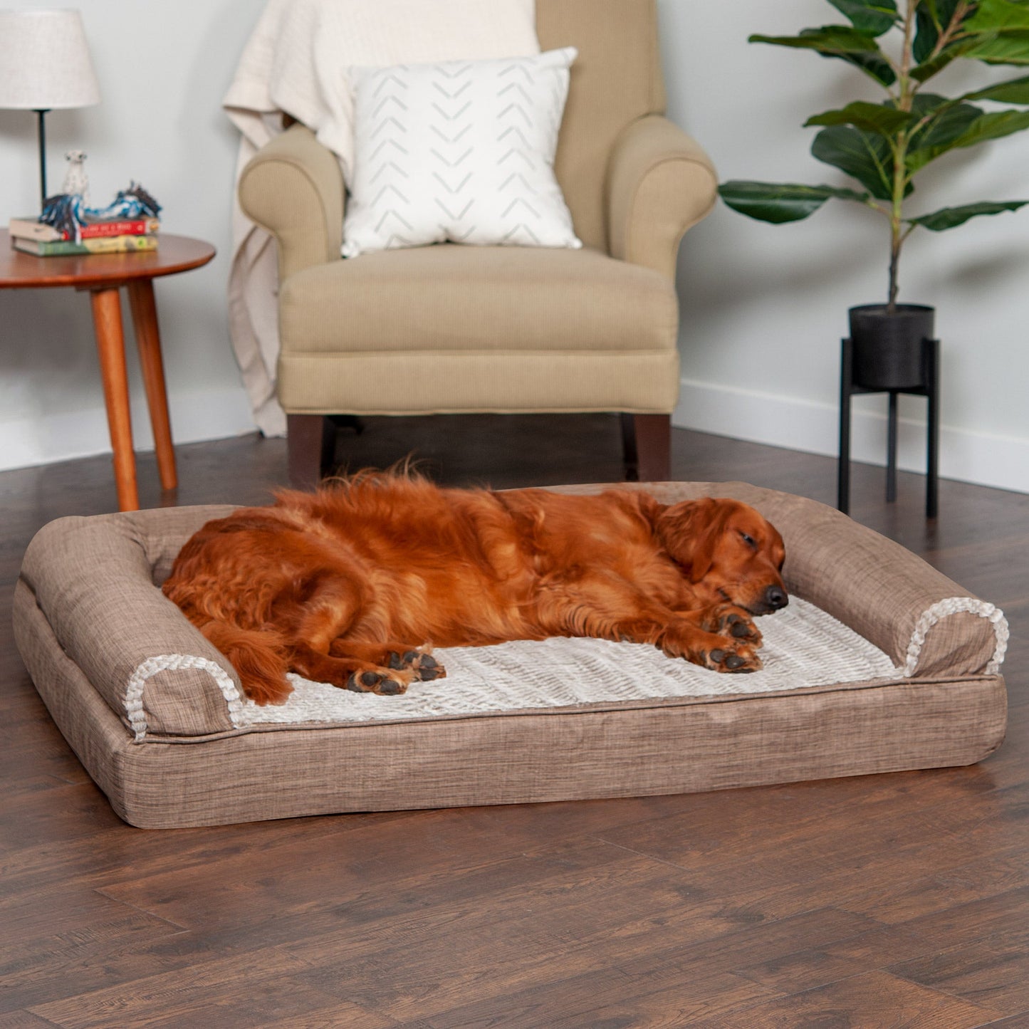Sofa Dog Bed - Luxe Fur & Performance Linen