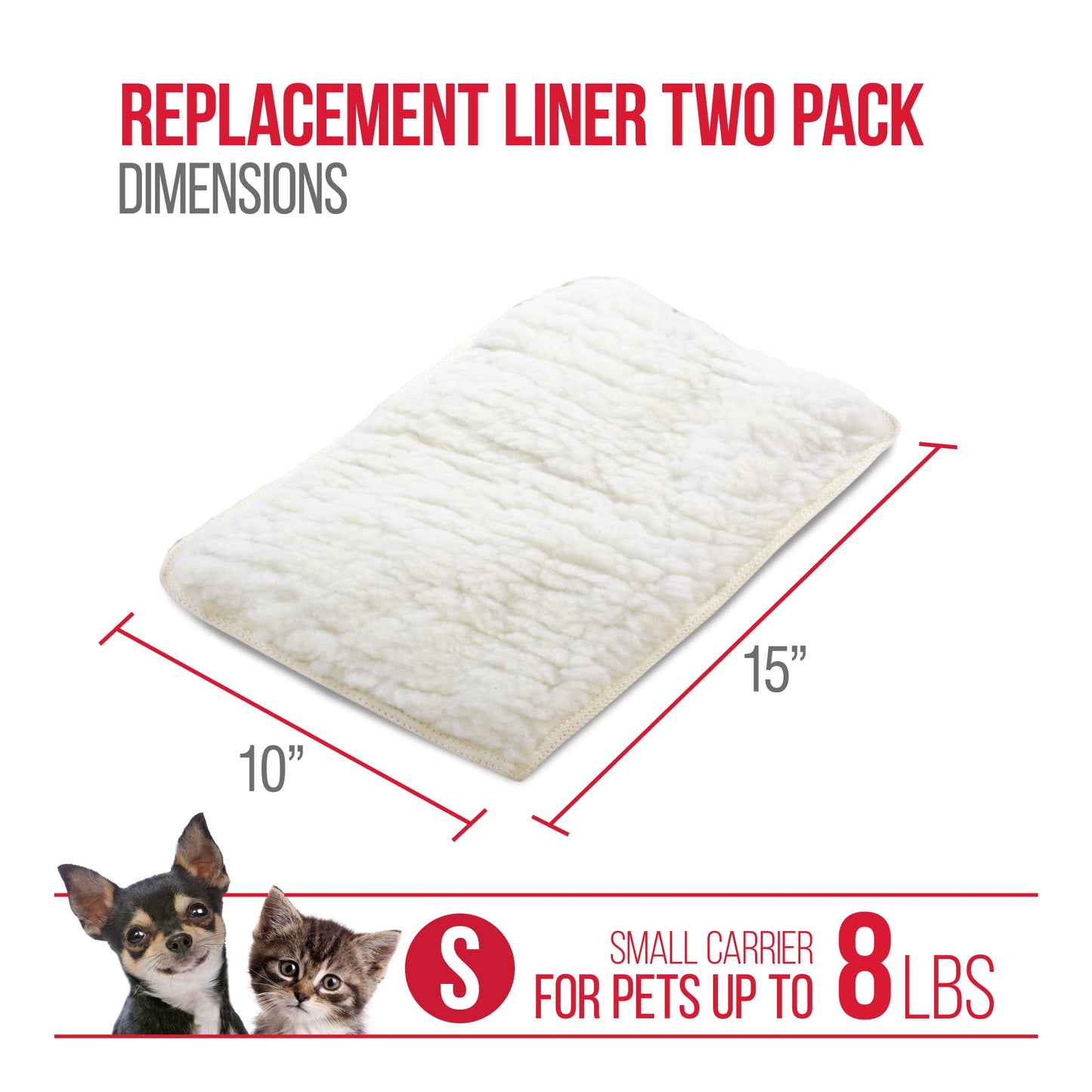 Replacement Liners for Travel Pet Carriers, White, Small (2 Count)