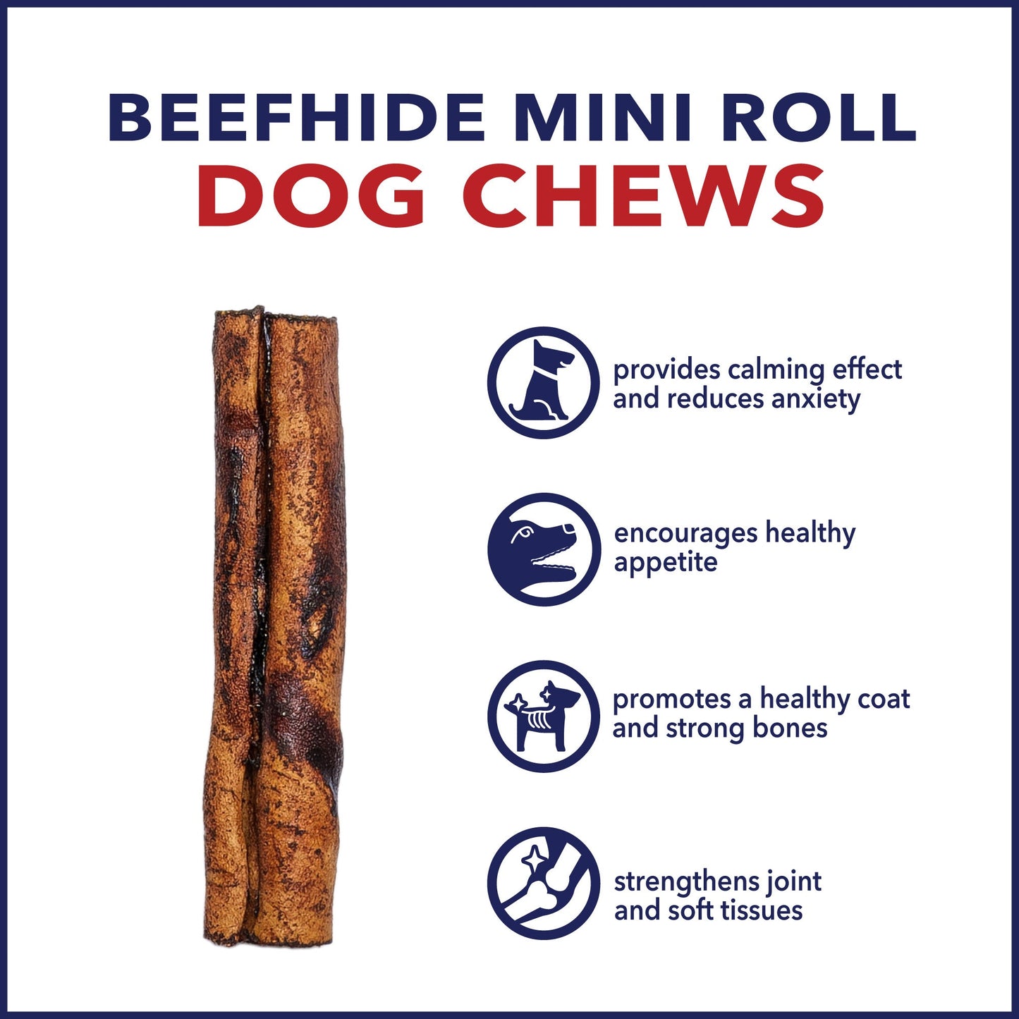 Pet Factory - Made in USA Beefhide Mini Rolls - 3-3.5", 35 Count