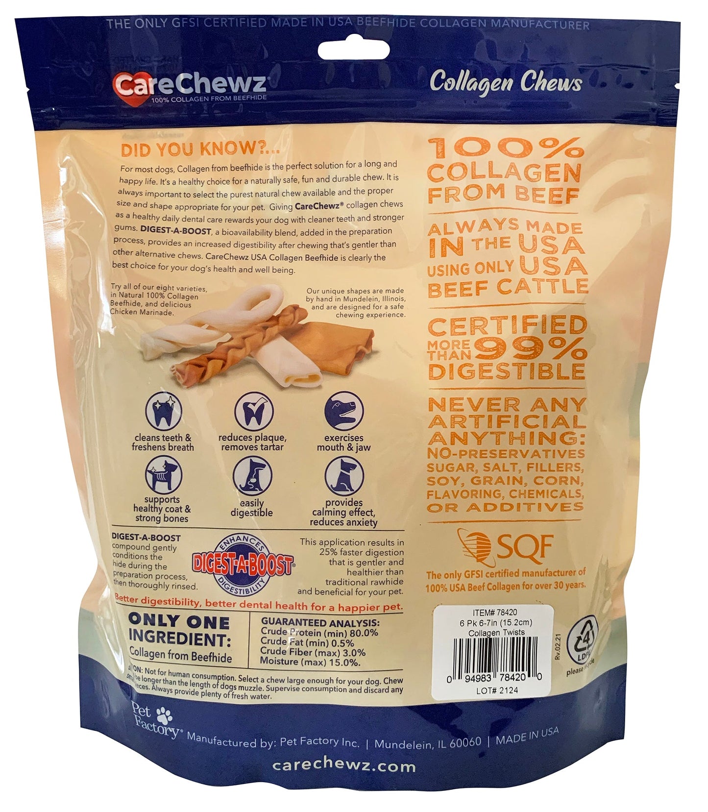 Pet Factory - CareChewz Collagen Twists Dog Treats, 6-7", 6 ct