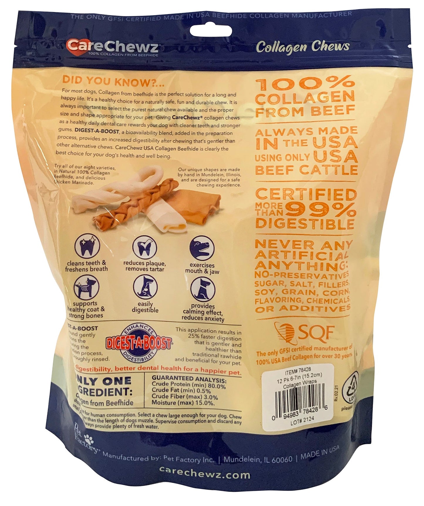 Pet Factory - CareChewz Collagen Wraps 6" Dog Treats