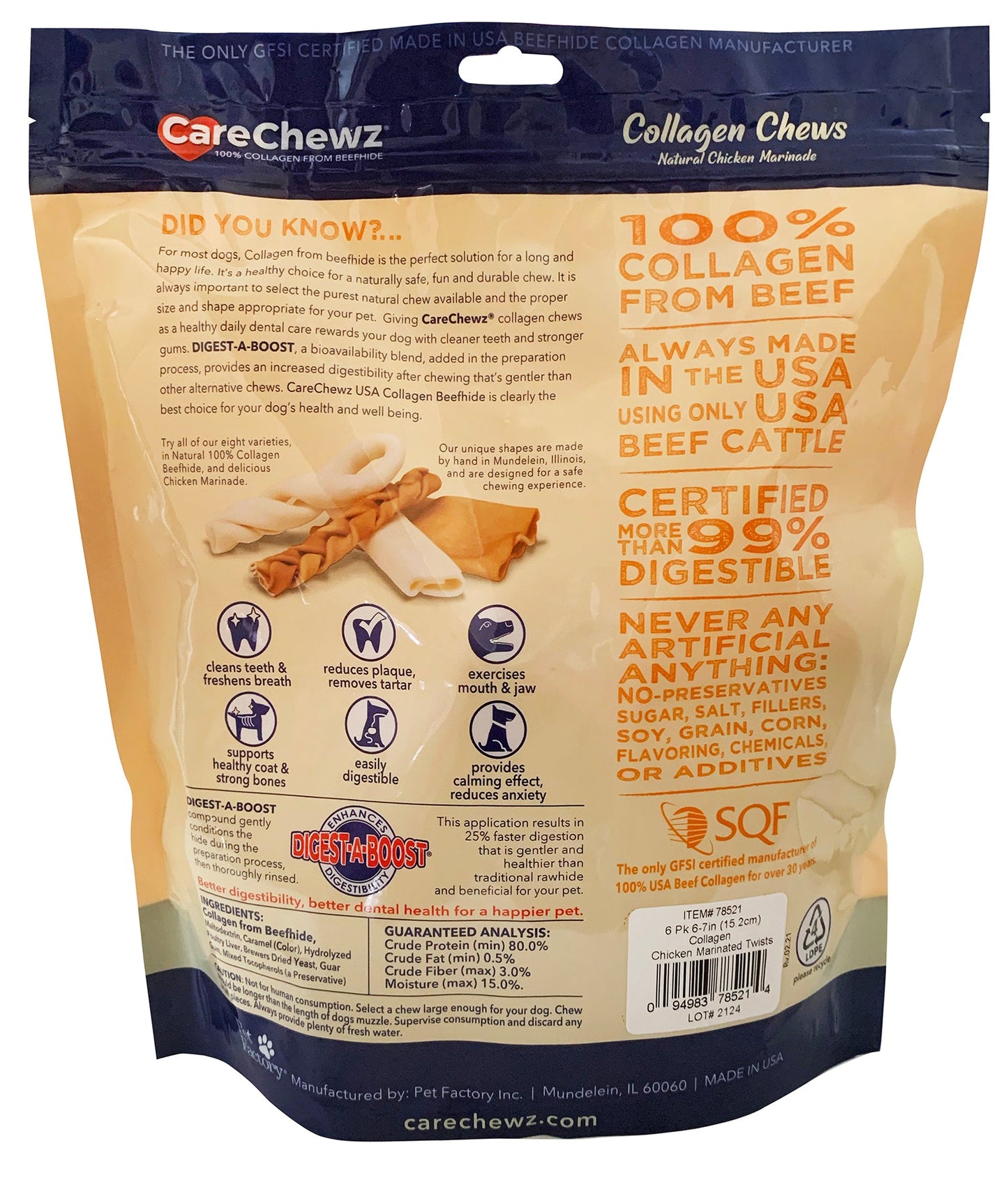 Pet Factory - CareChewz Collagen Twists Dog Treats, 6-7", 6 ct