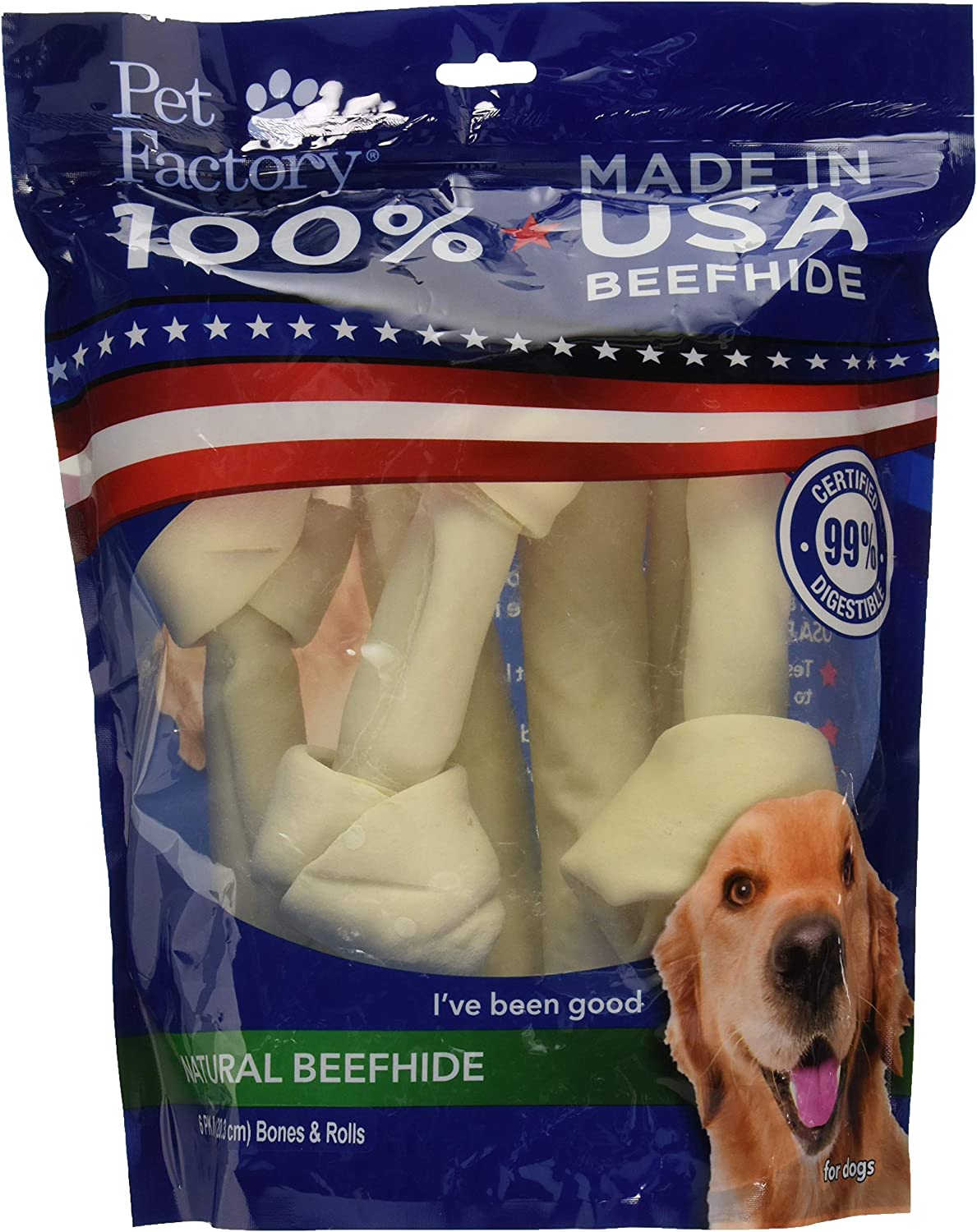 Pet Factory Made in USA Beefhide Assorted - Bones/Rolls