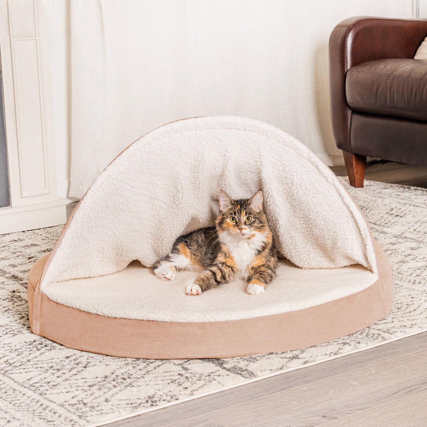 Snuggery Burrow Dog Bed - Faux Sheepskin