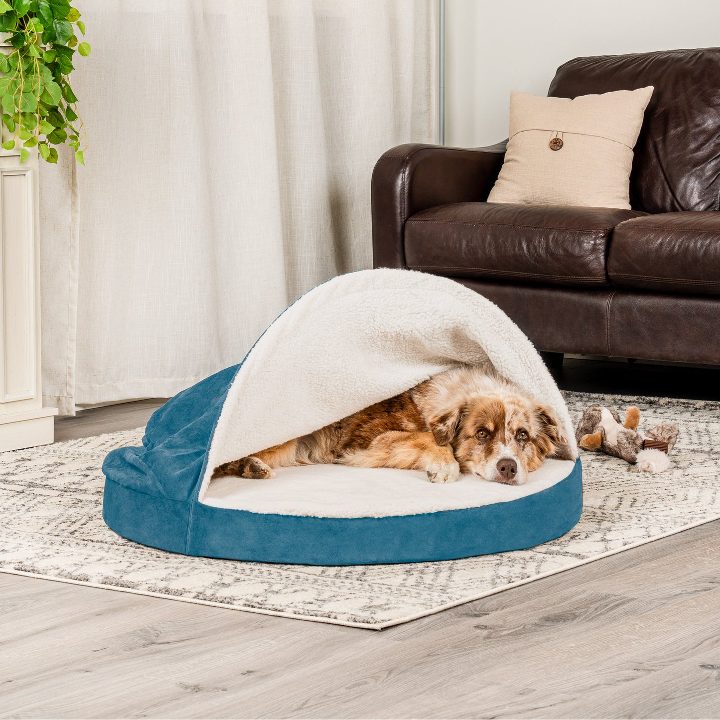 Snuggery Burrow Dog Bed - Faux Sheepskin