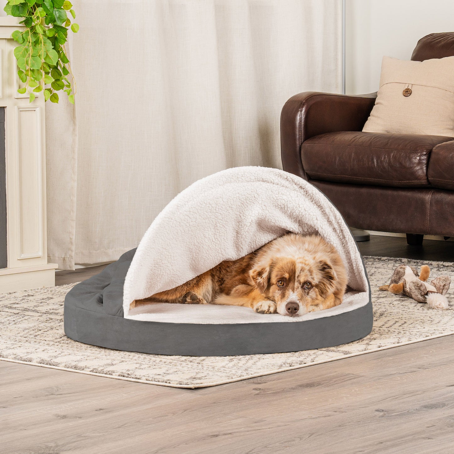 Snuggery Burrow Dog Bed - Faux Sheepskin