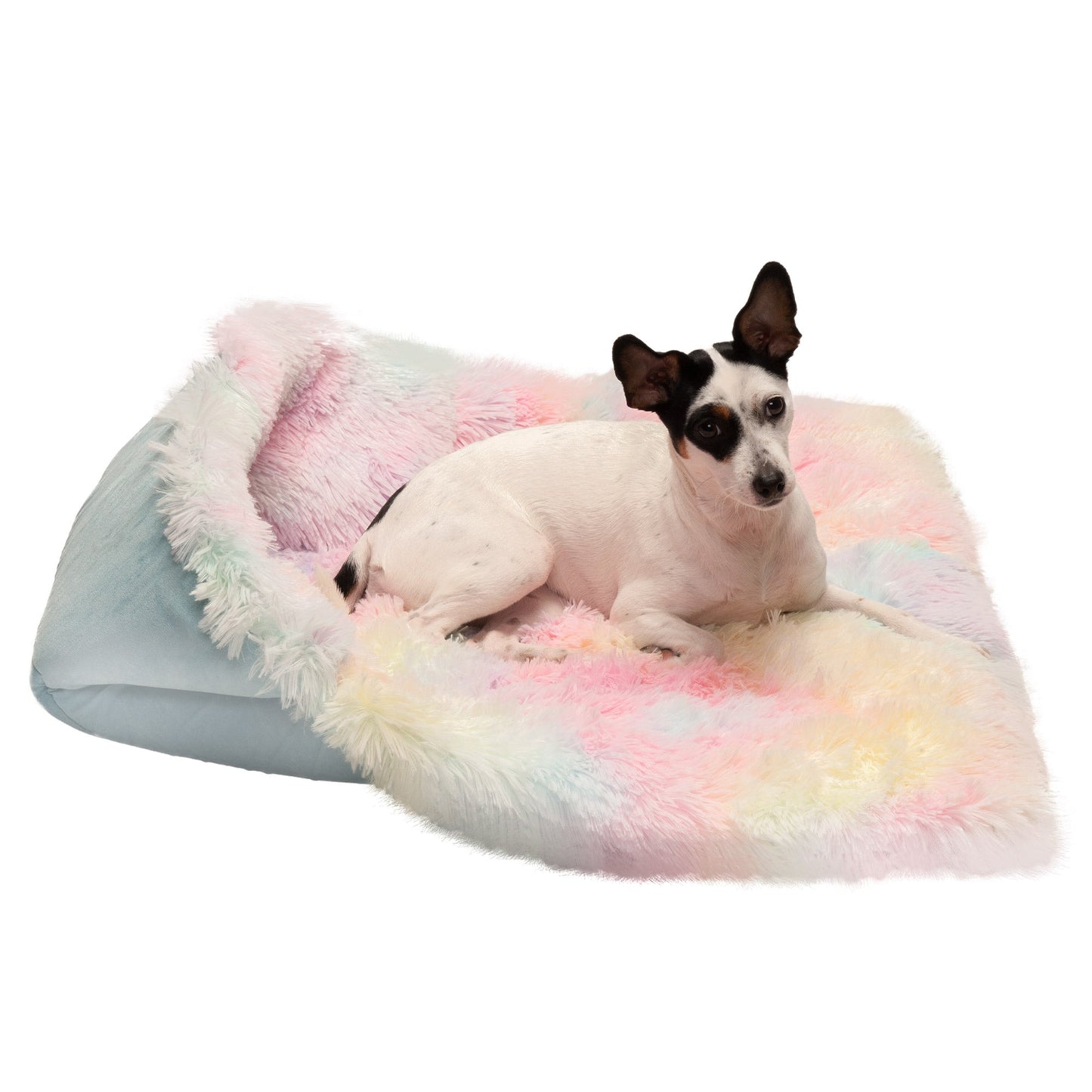 Self-Warming 4-in-1 Plush Long Faux Fur Convertible Cuddler Pet Bed