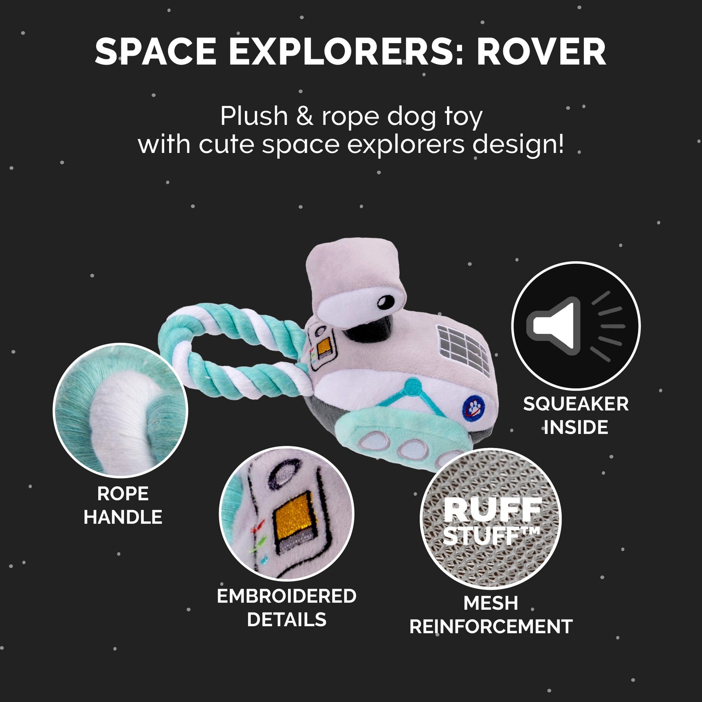 Rover Space Explorers Plush and Rope Dog Toy