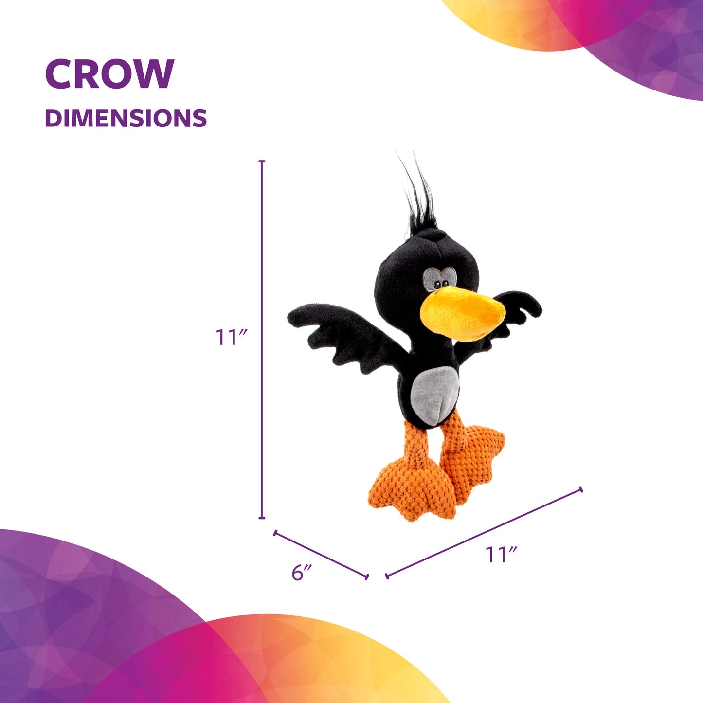Silent Squeak Crow Plush Chew Guard Dog Toy, Large