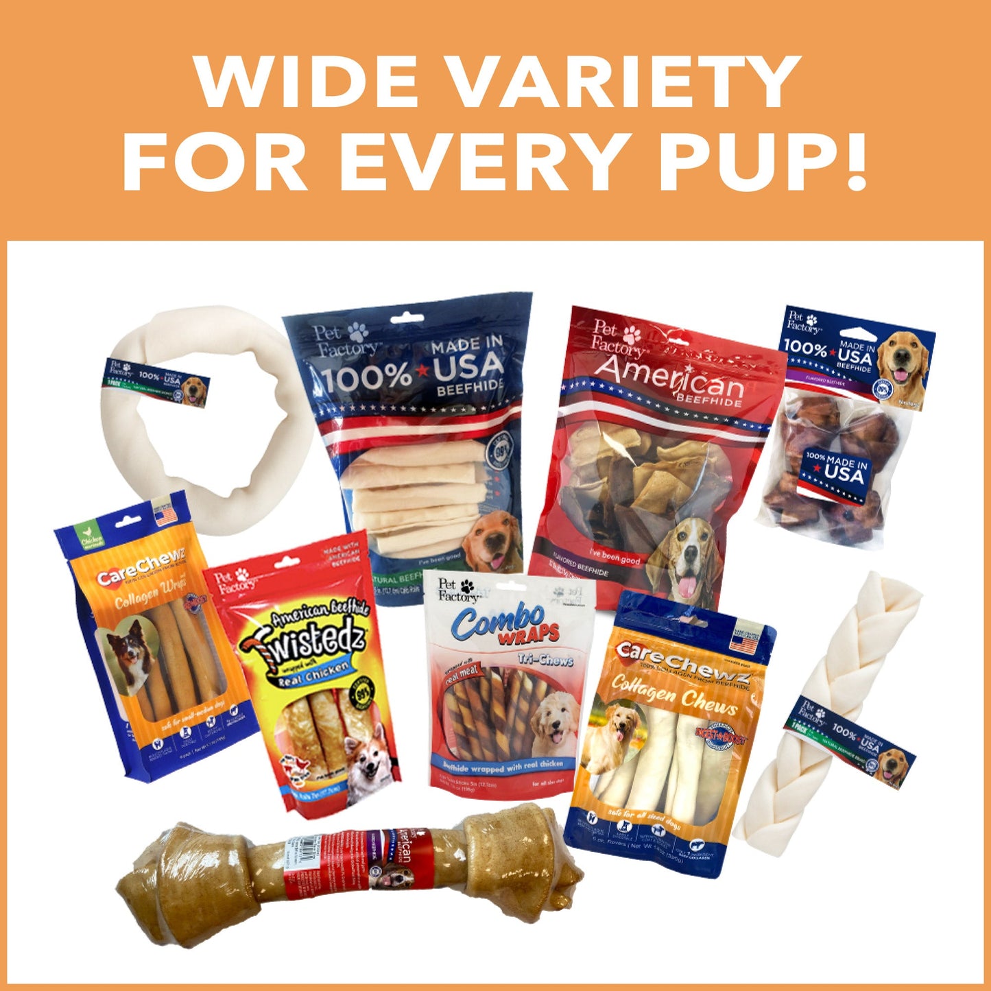 Pet Factory - CareChewz Collagen Twists Dog Treats, 6-7", 6 ct