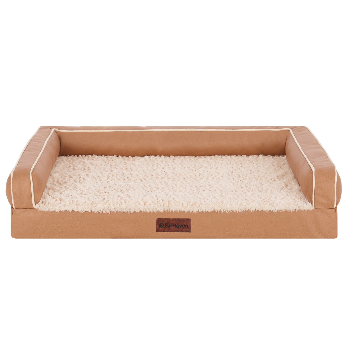 Textured Plush & Coated Poly Modern Sofa Pet Bed