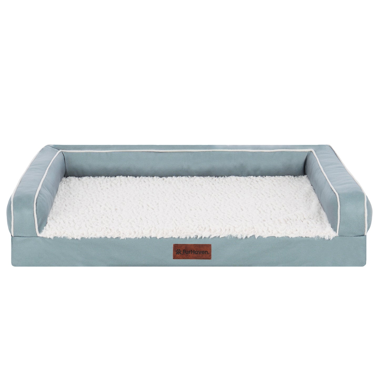 Textured Plush & Coated Poly Modern Sofa Pet Bed